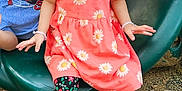 Liana joined the competition — help win amazing prizes! casual, child, clothing, daylight, dress, floral_leggings, footwear, fun, girl, green_play_equipment, happy, outdoor, person, pigtails, play, playground, slide, smiling, tunnel, white_shoes