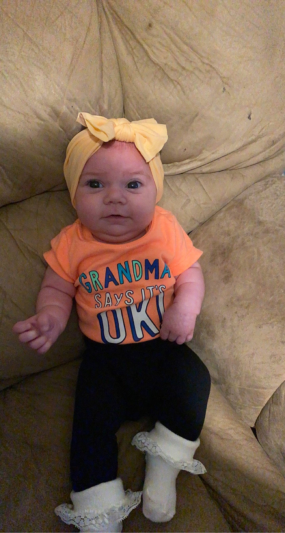 Maelynn joined the competition — help win amazing prizes! baby, baby_toddler_clothing, cap, child, costume_hat, eye, face, happy, head, headband, headwear, human_leg, knee, neck, person, pink, skin, sleeve, smile, sportswear