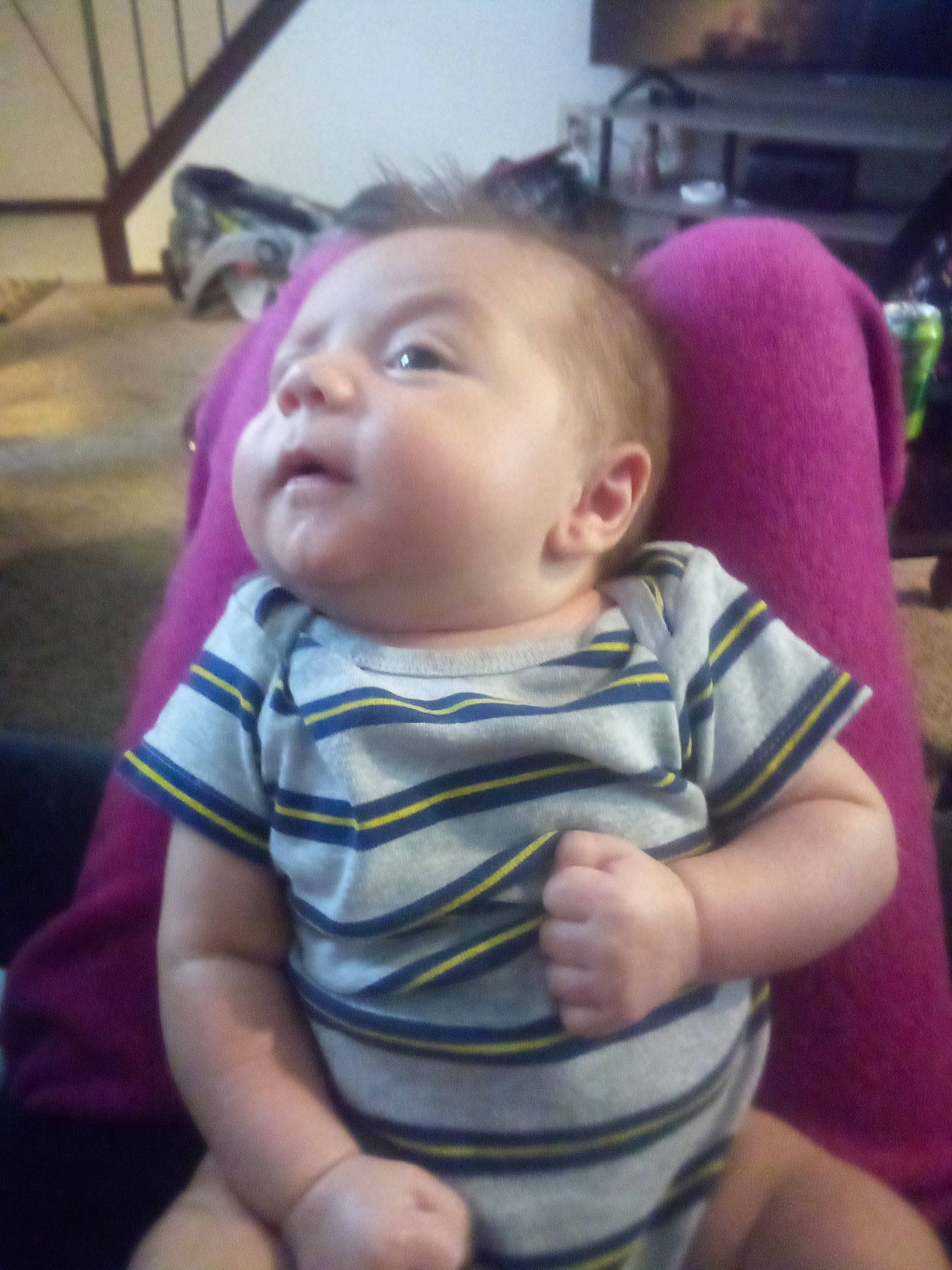 Kevin joined the competition — help win amazing prizes! baby, baby_toddler_clothing, cheek, child, comfort, ear, flooring, fun, happy, iris, mouth, nose, person, room, sitting, skin, sleeve, smile, t_shirt, toddler