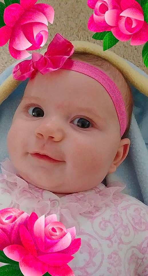 Taryn joined the competition — help win amazing prizes! beauty, cheek, child, doll, eyebrow, face, flower, forehead, hair_accessory, head, infant, lip, nose, petal, pink, rose, rose_family, skin, smile, toddler
