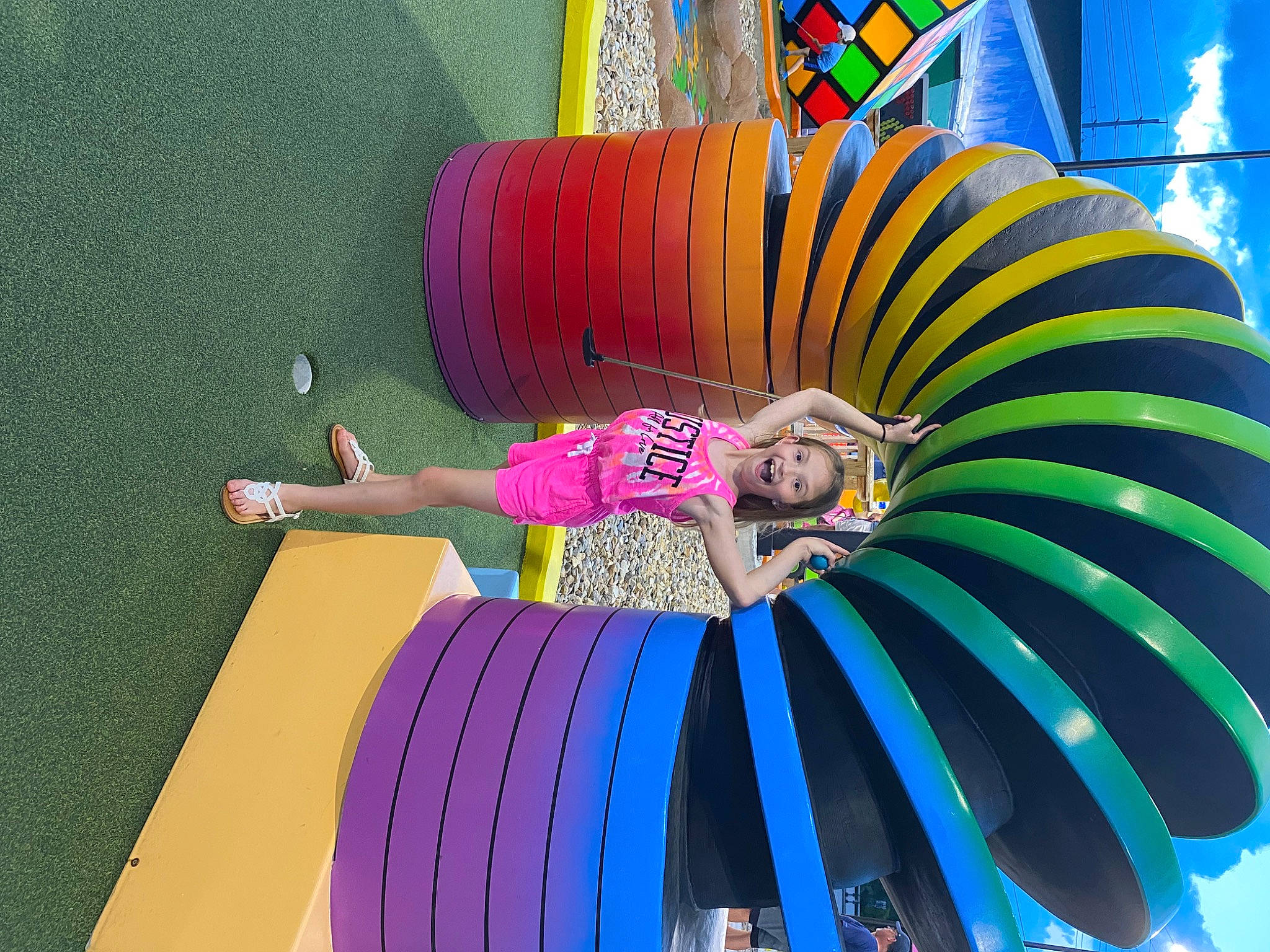 Autumn joined the competition — help win amazing prizes! automotive_wheel_system, electric_blue, entertainment, event, festival, fun, games, green, leisure, line, magenta, person, pink, public_event, recreation, red, smile, thigh, vacation, water