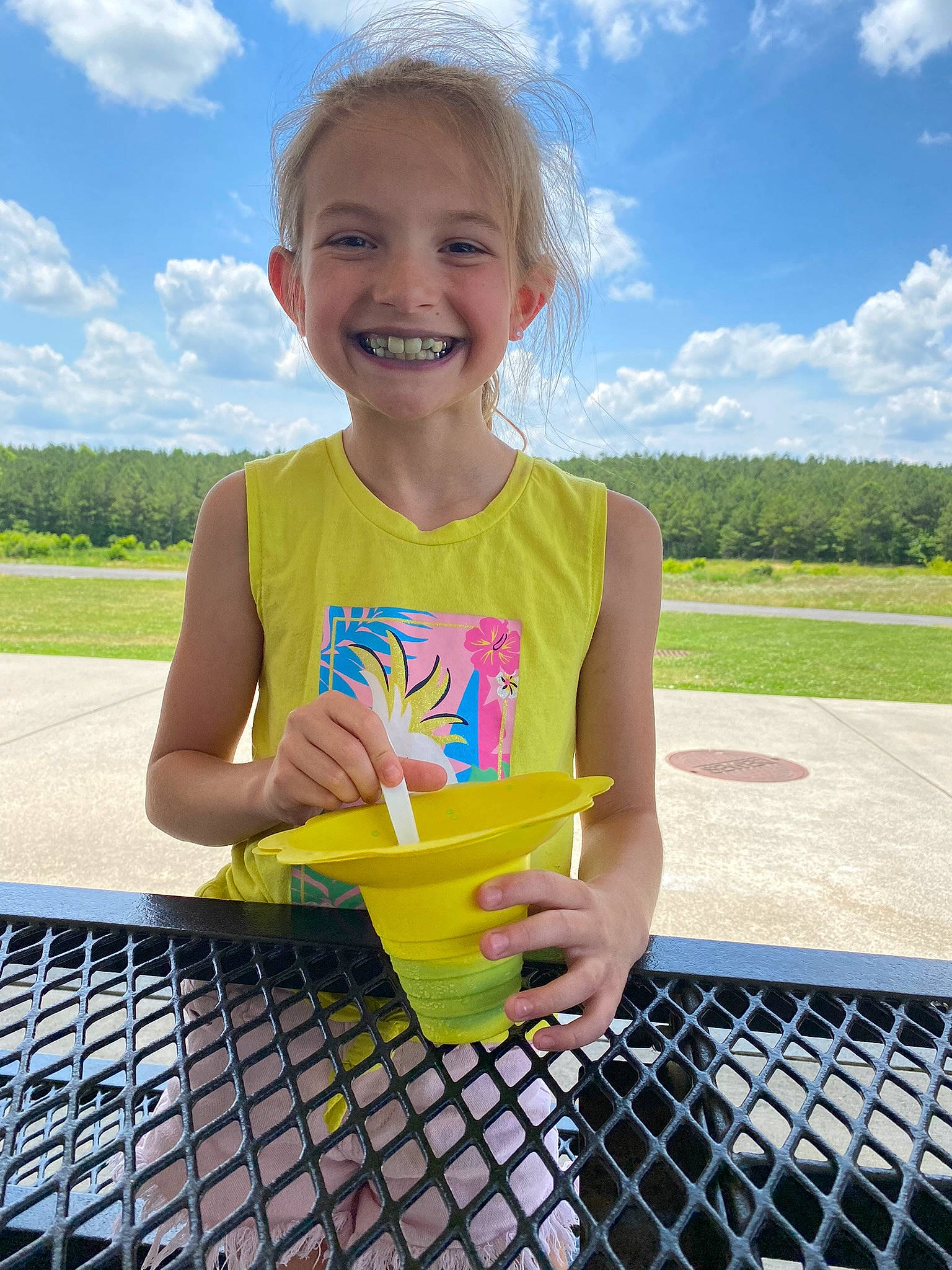 Autumn is registered to the contest to win money with this photo: arm, cloud, dress, facial_expression, finger, fun, grass, hand, happy, joy, leisure, mesh, people_in_nature, person, plant, recreation, sky, smile, standing, summer