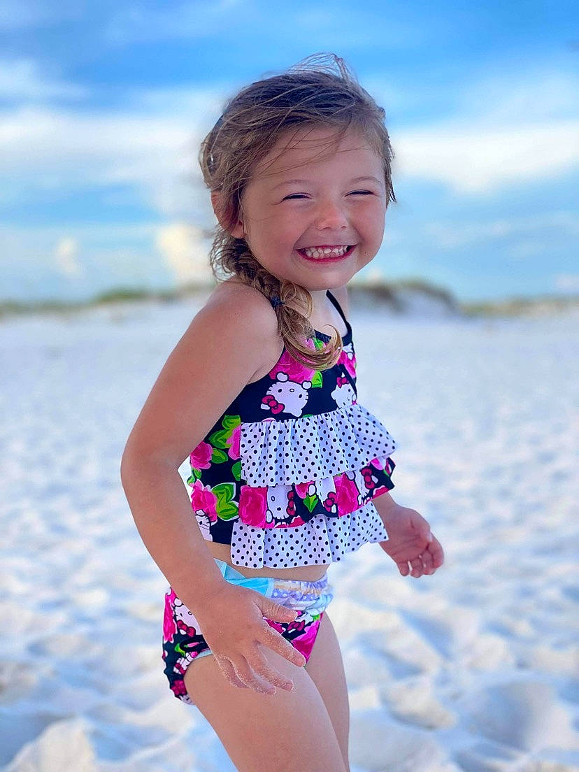 Aubrey joined the competition — help win amazing prizes! arm, beach, blue, body_of_water, electric_blue, eye, flash_photography, hair, happy, head, joy, lingerie, one_piece_swimsuit, person, skin, sky, smile, summer, swimwear, thigh