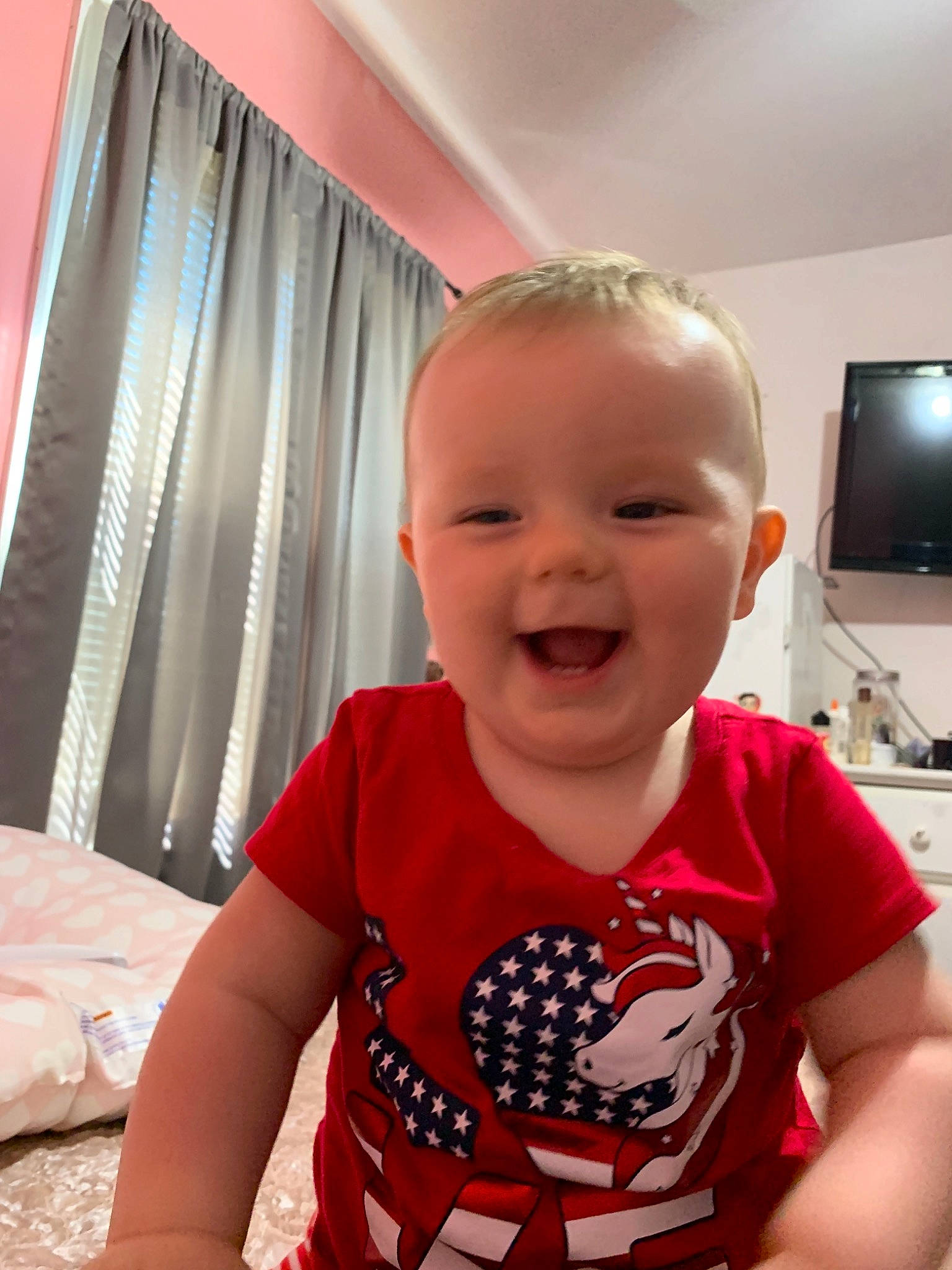 Alaska joined the competition — help win amazing prizes! baby, baby_products, baby_toddler_clothing, cheek, child, cool, face, facial_expression, head, joy, mouth, person, red, skin, smile, toddler