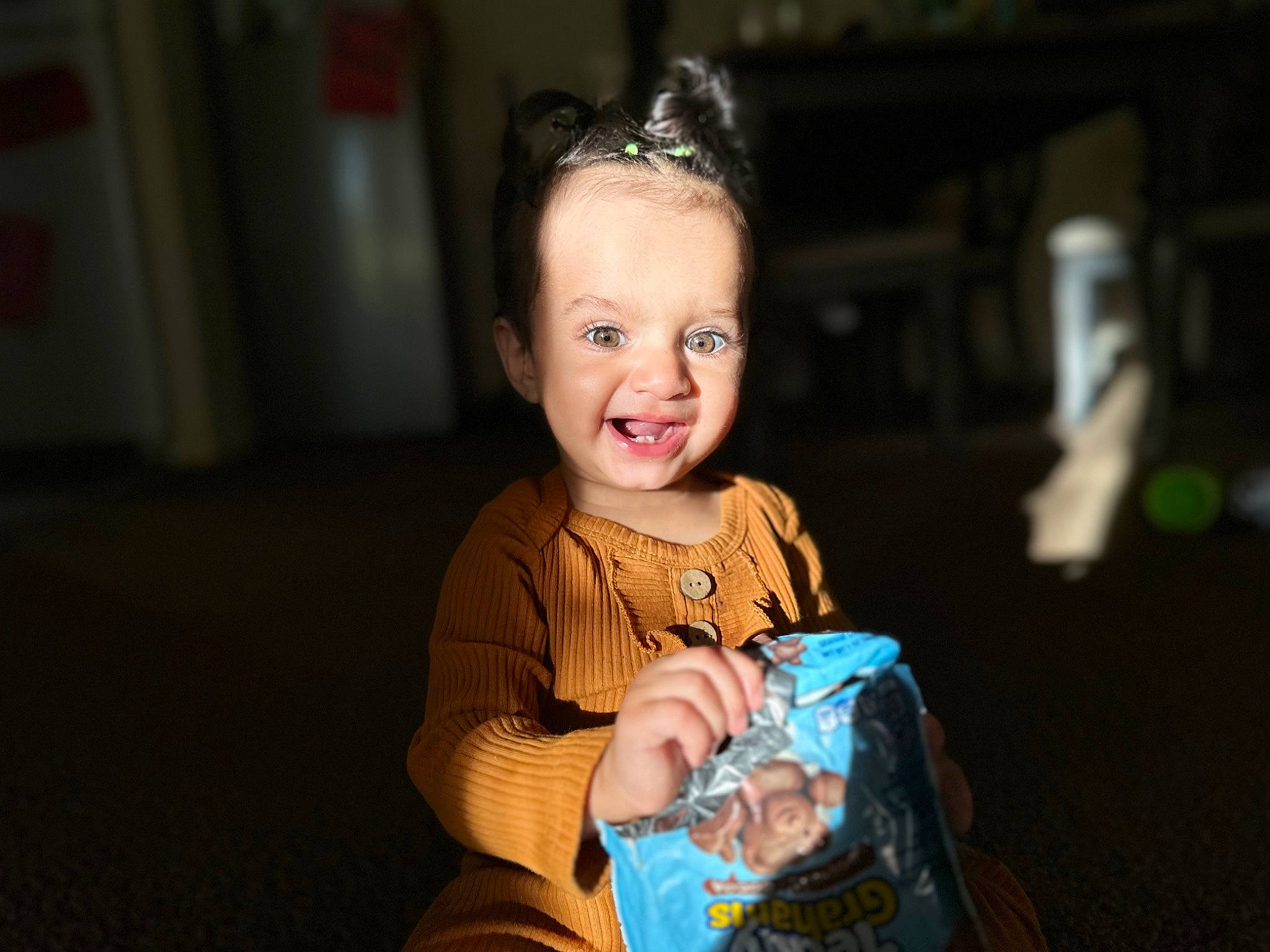 Estella joined the competition — help win amazing prizes! baby, baby_toddler_clothing, child, entertainment, event, eye, eyewear, flash_photography, formal_wear, fun, goggles, happy, iris, laugh, person, sitting, sleeve, smile, sunglasses, t_shirt