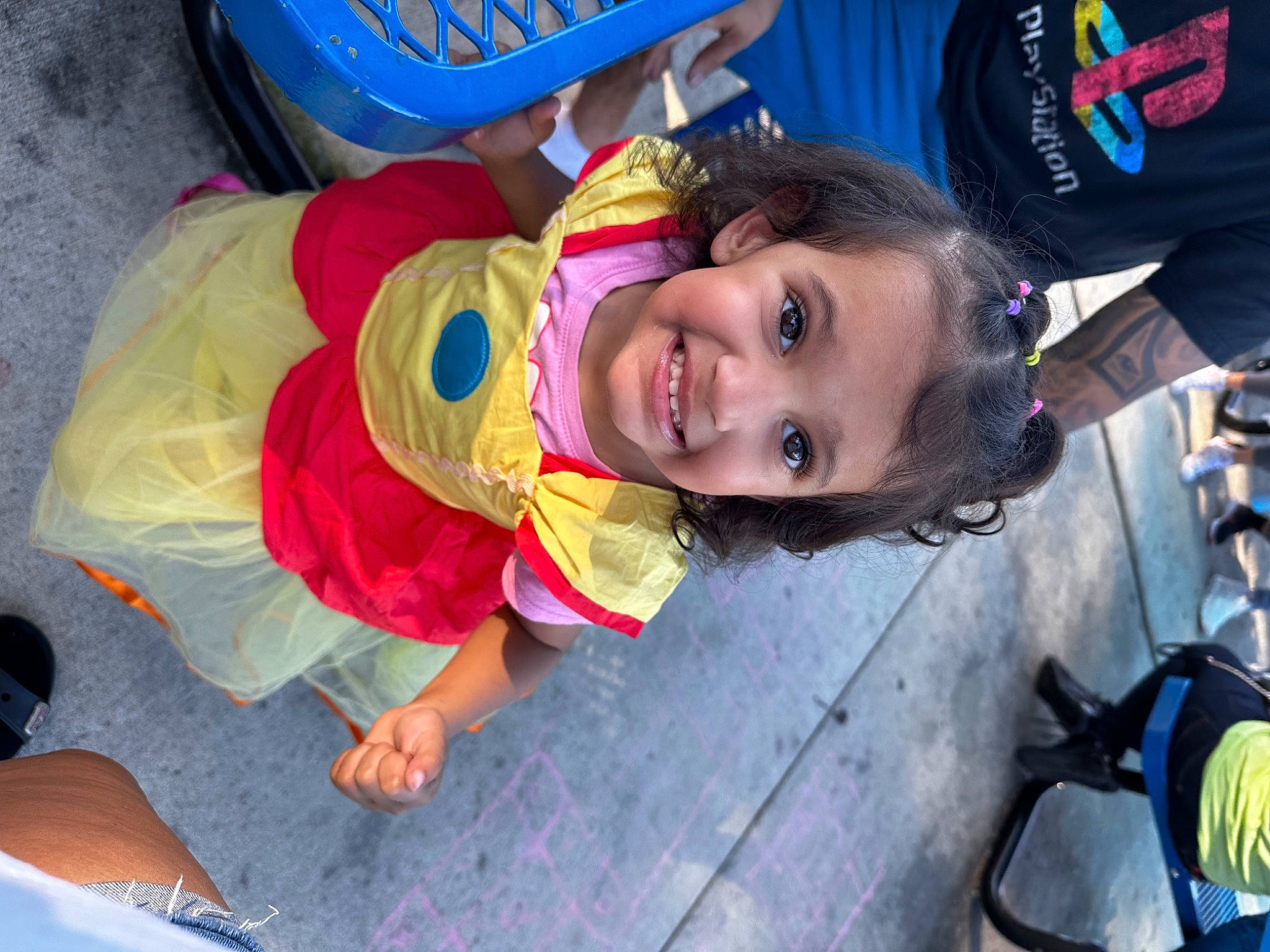 Iris is registered to the contest to win money with this photo: backpack, blue, child, electric_blue, fashion_accessory, fun, happy, joy, leisure, person, personal_protective_equipment, recreation, red, smile, toddler, vacation