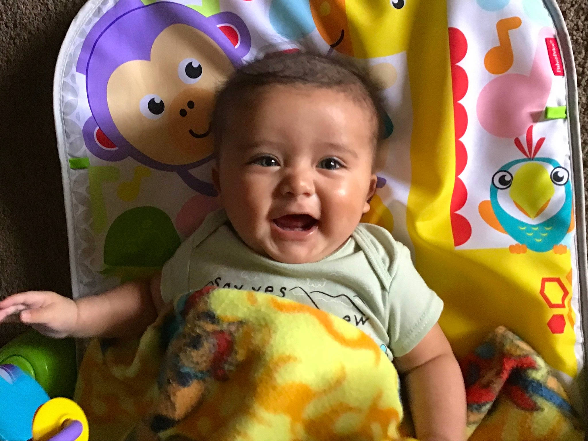 Maverick joined the competition — help win amazing prizes! baby, baby_products, baby_toddler_clothing, cheek, child, event, eye, fun, green, happy, head, iris, nose, person, play, room, smile, snapshot, toddler, toy