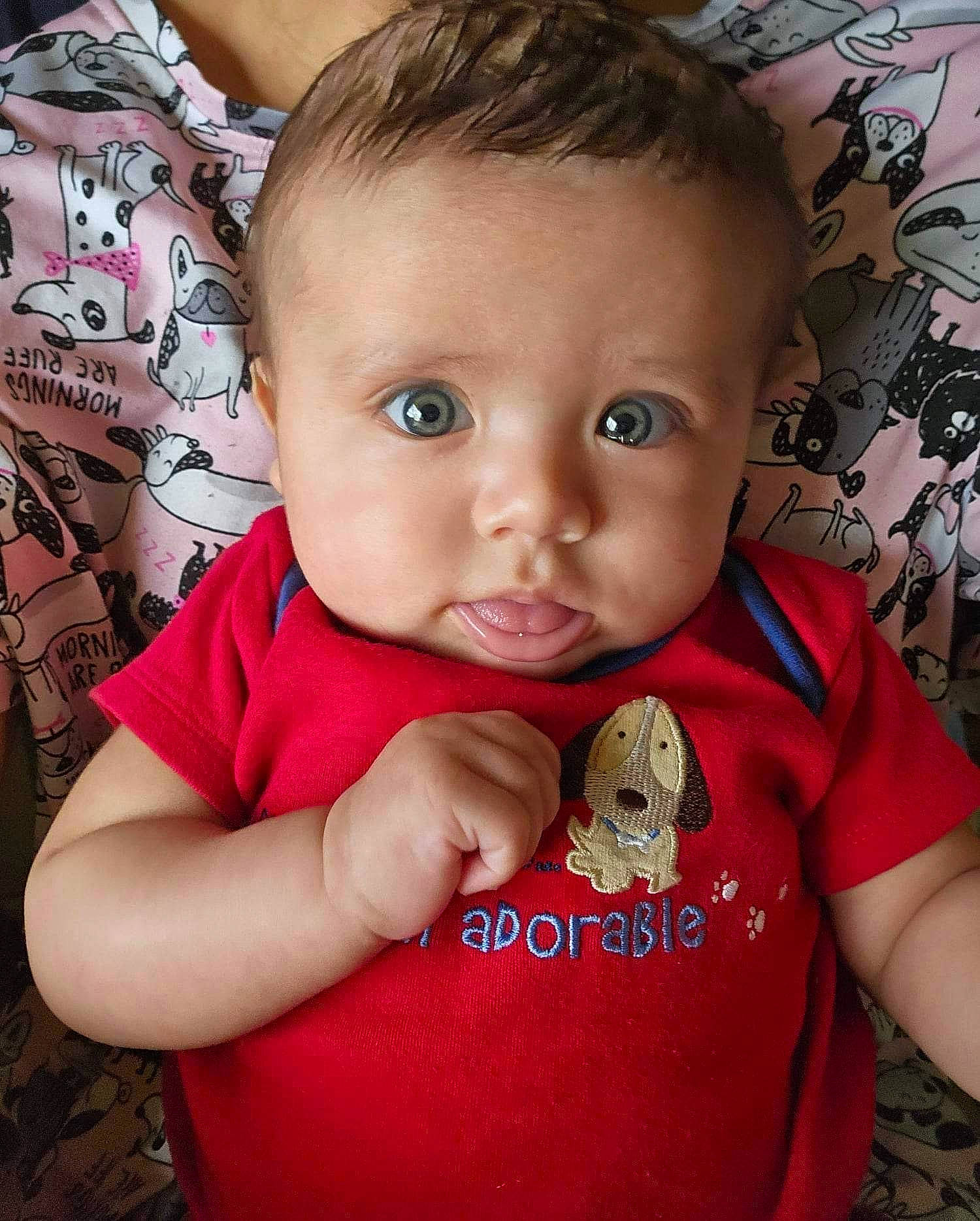 Maverick joined the competition — help win amazing prizes! arm, baby_toddler_clothing, cheek, chin, clothing, ear, eyelash, facial_expression, gesture, hairstyle, human, iris, lip, mammal, mouth, neck, nose, person, product, skin