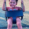 Elijahh joined the competition — help win amazing prizes! child, toddler, swing, playground, smiling, curly_hair, outdoor, sunlight, play, fun, happy, person, clothing, legs, hands, seat, chain, recreation, cute, activity