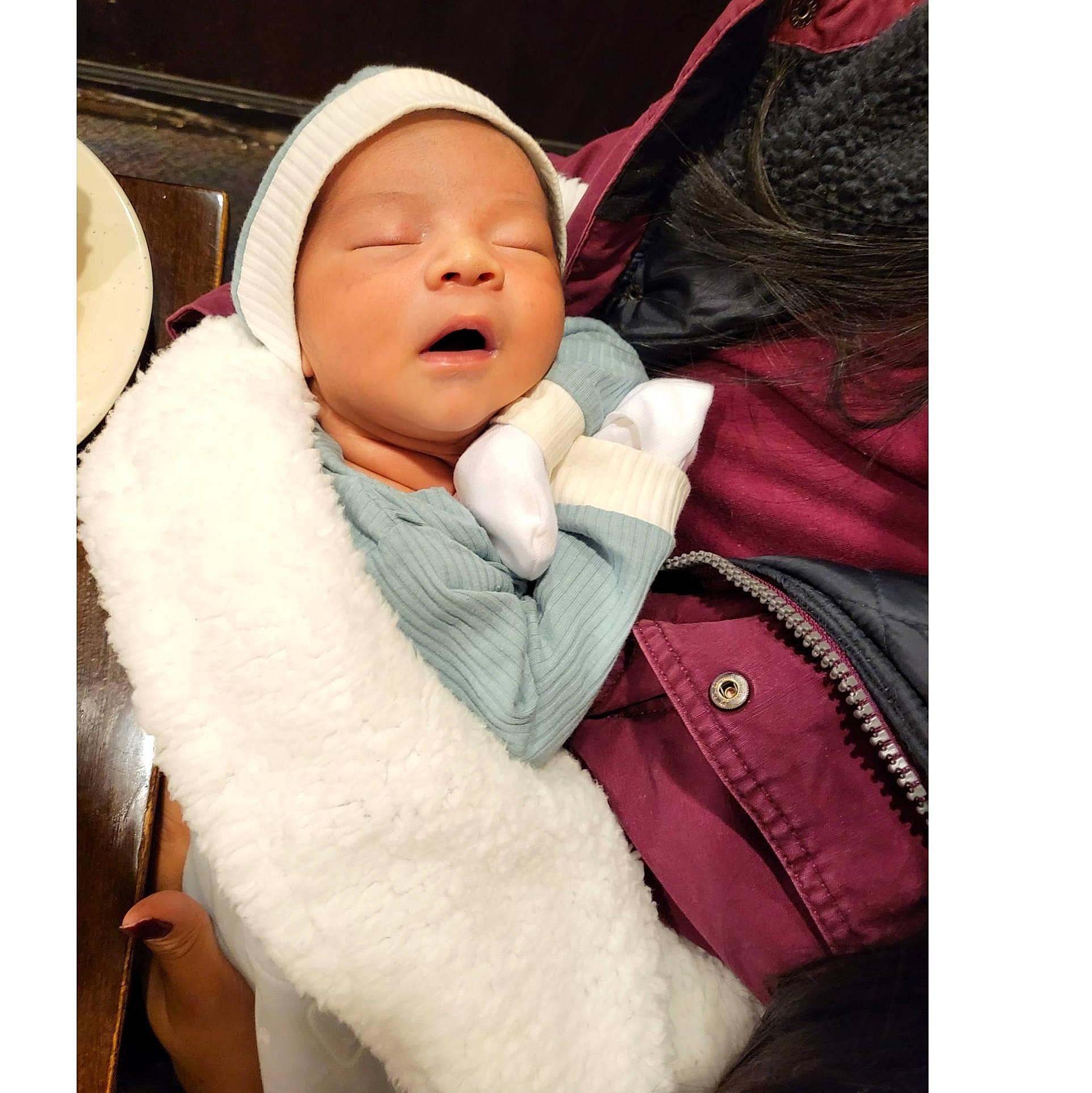 Darien joined the competition — help win amazing prizes! baby, baby_products, baby_sleeping, baby_toddler_clothing, cheek, child, comfort, eyebrow, fashion_accessory, fur, happy, hood, linens, magenta, nose, outerwear, person, sleeve, smile, toddler