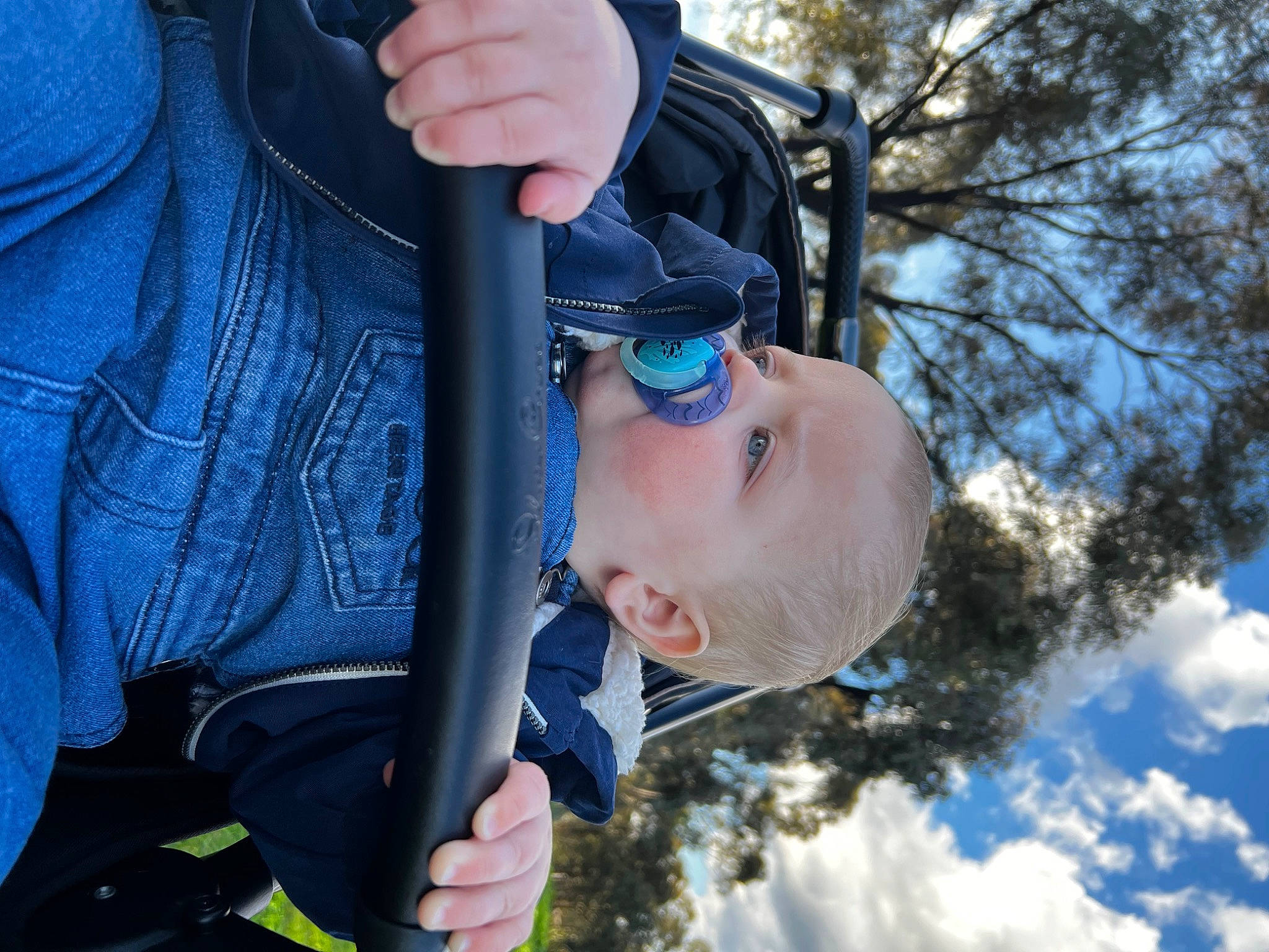 George joined the competition — help win amazing prizes! adventure, baby_products, child, cloud, electric_blue, eyewear, fun, grass, hand, leisure, people_in_nature, person, personal_protective_equipment, plant, recreation, sky, toddler, tree