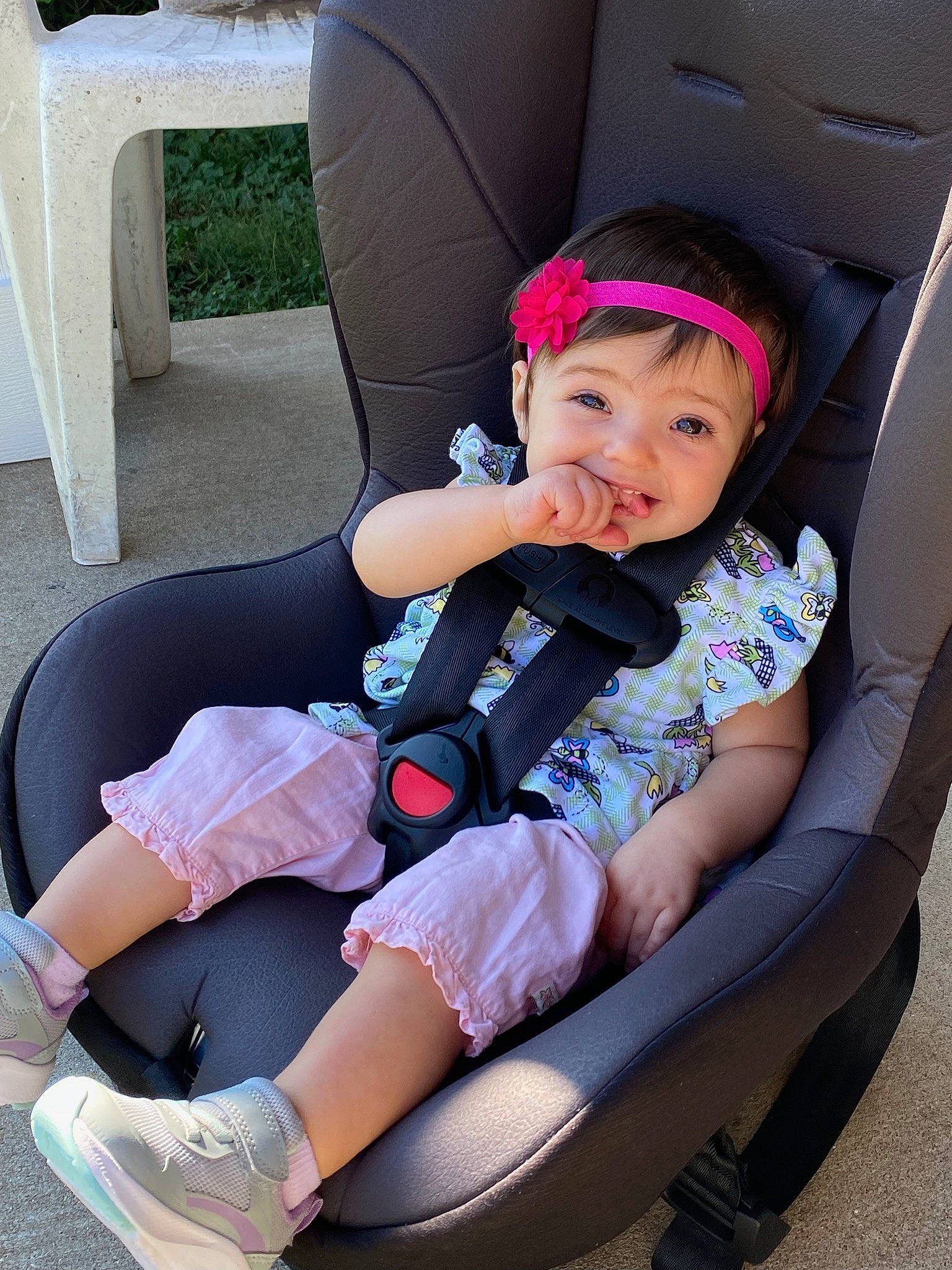 Prayla joined the competition — help win amazing prizes! auto_part, automotive_design, baby_carriage, baby_products, baby_toddler_clothing, car_seat, car_seat_cover, comfort, head_restraint, headwear, human_leg, joy, knee, lap, leg, motor_vehicle, person, pink, thigh, toddler