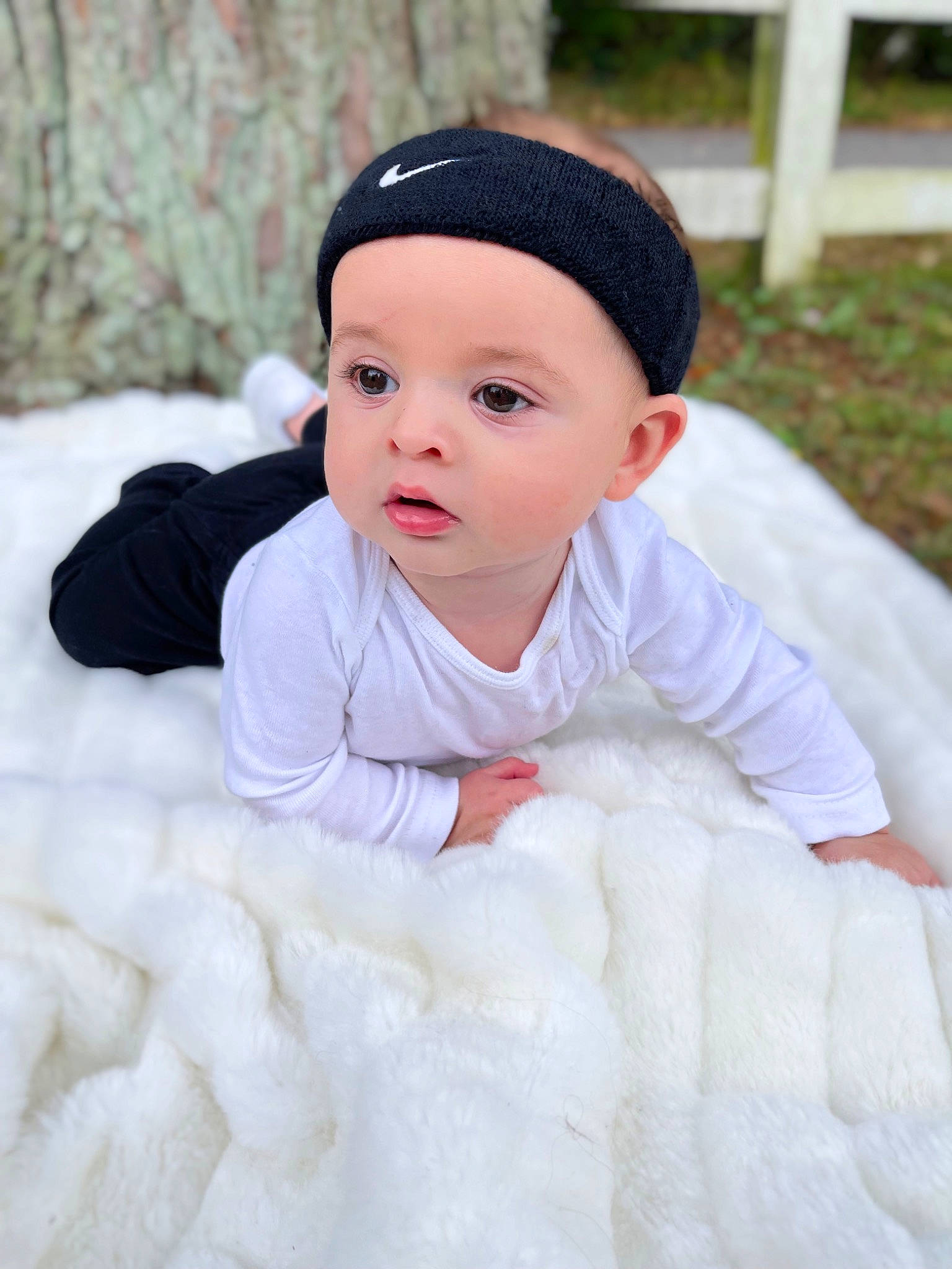 Giovanni joined the competition — help win amazing prizes! baby, baby_toddler_clothing, cap, cheek, child, comfort, facial_expression, flash_photography, fun, fur, grass, happy, headwear, linens, outerwear, person, sitting, skin, sleeve, smile