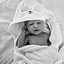 baby, newborn, towel, hood, wrapped, cute, infant, face, skin, bed, blanket, soft, expression, portrait, child, sleepwear, rest, comfort, small, cozy