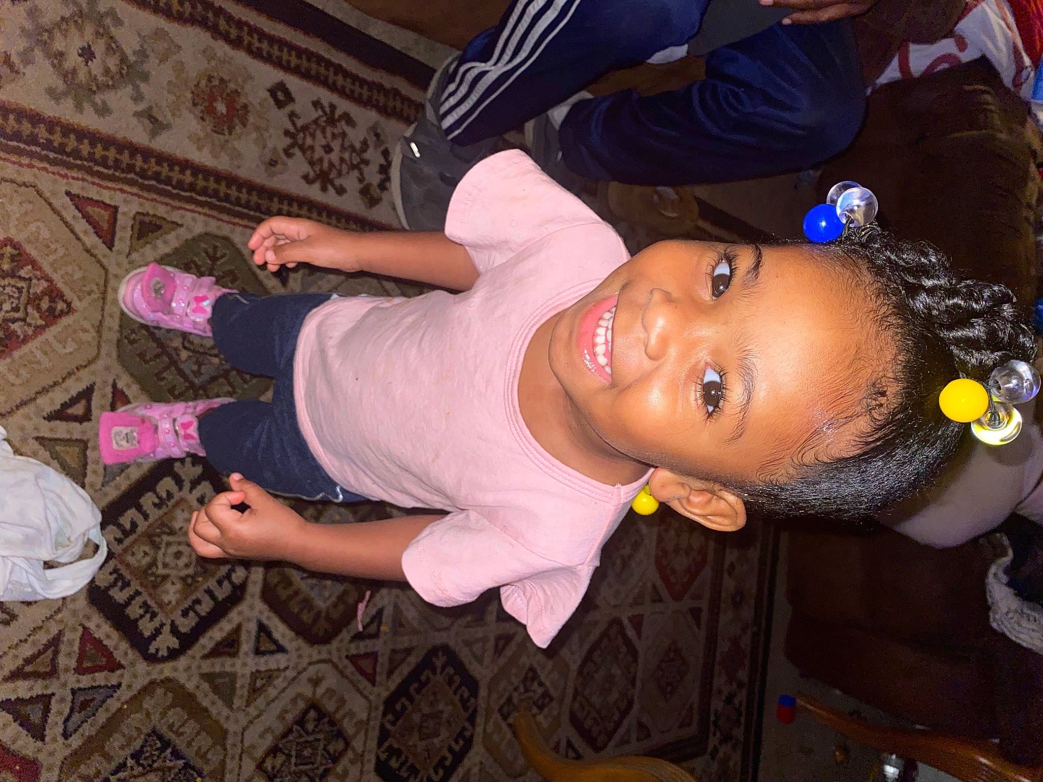 Azuri is registered to the contest to win money with this photo: baby_toddler_clothing, child, electric_blue, event, flooring, fun, happy, hat, joy, person, pink, smile, toddler, tree