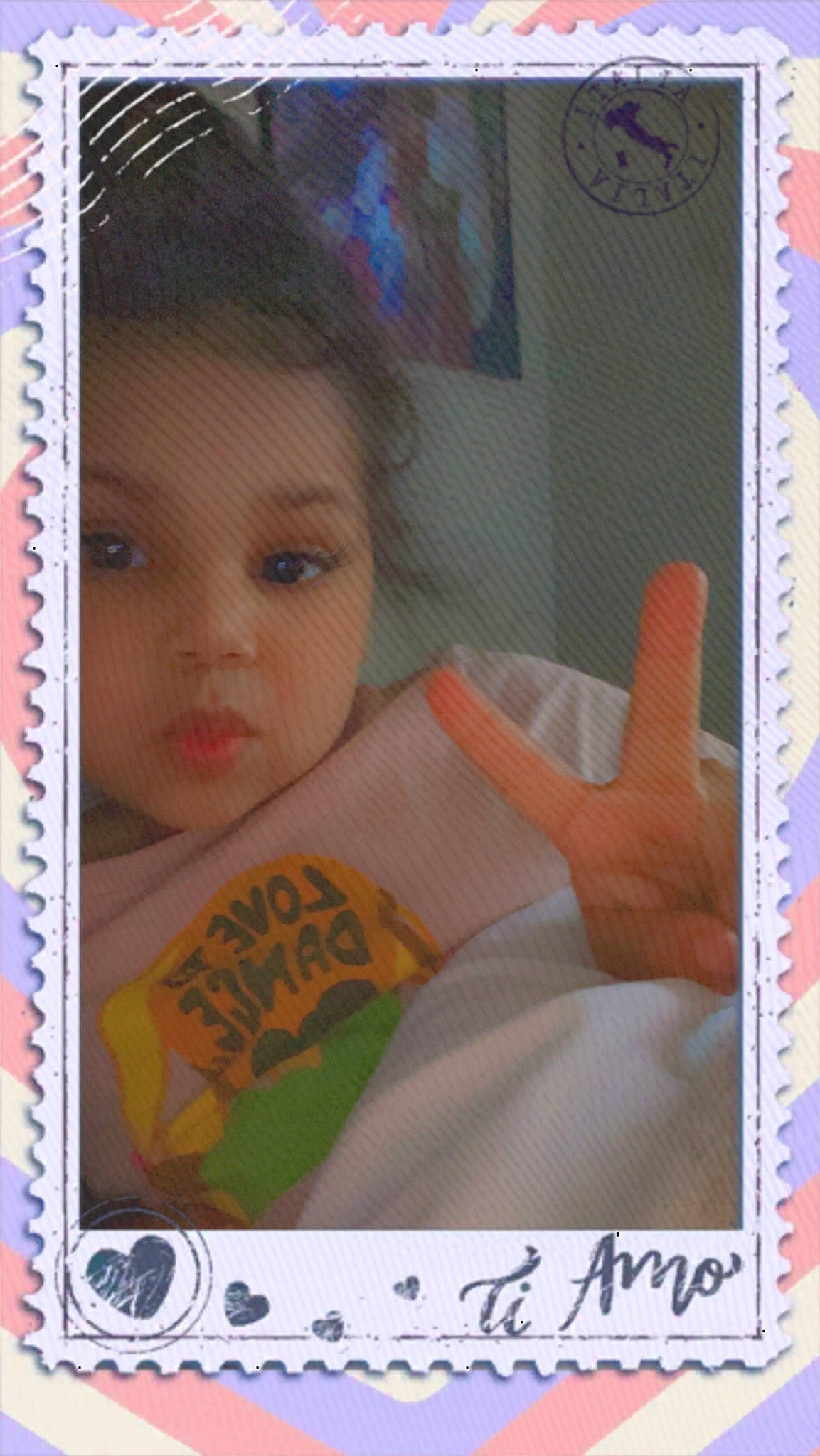 Londyn is registered to the contest to win money with this photo: advertising, child, display_device, eyebrow, eyelash, font, happy, material_property, organ, paper_product, pattern, person, photo_caption, publication, room, thumb, toddler