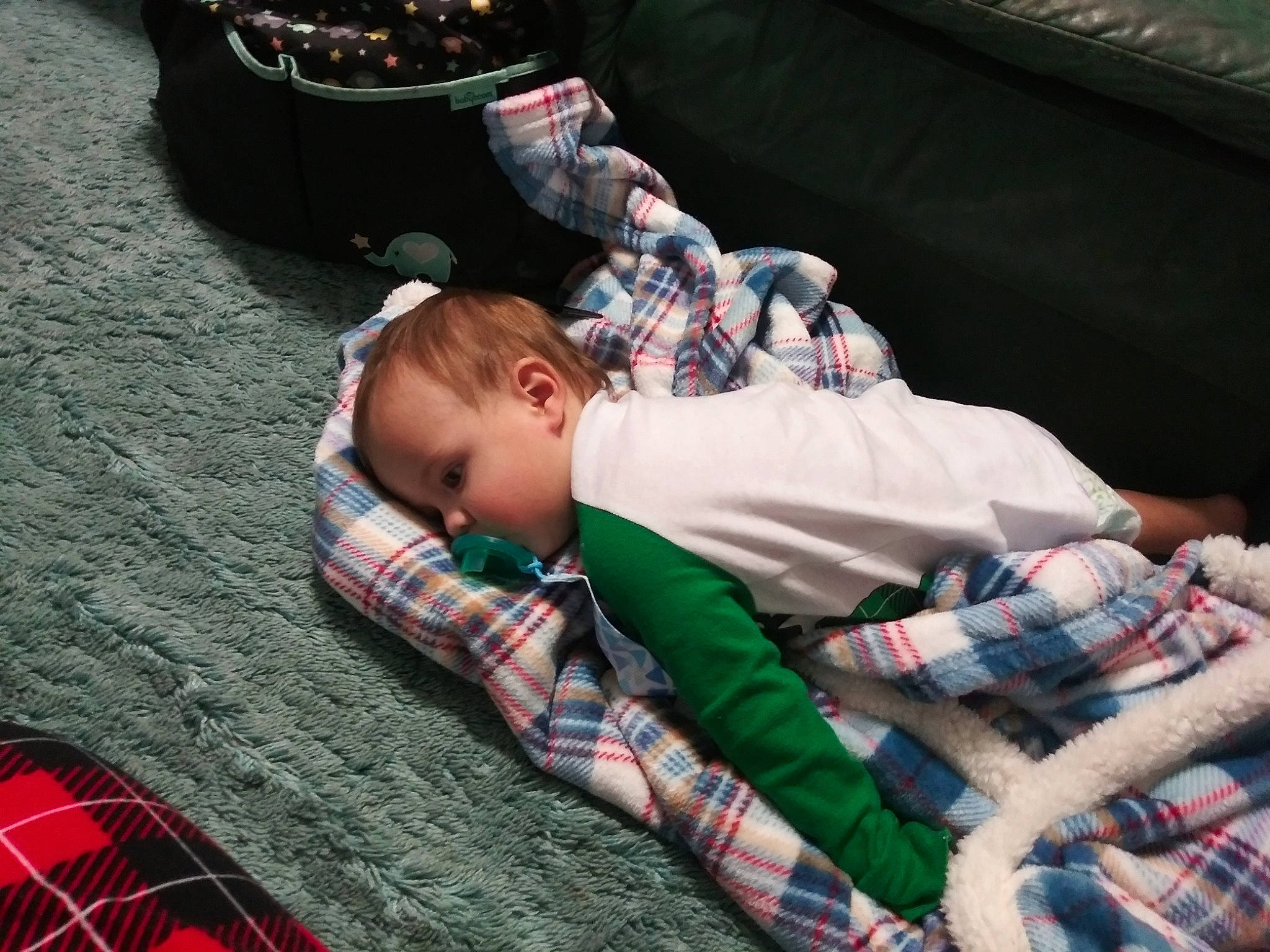 Evander joined the competition — help win amazing prizes! baby, child, design, fun, nap, pattern, person, plaid, sleep, tartan, textile, toddler