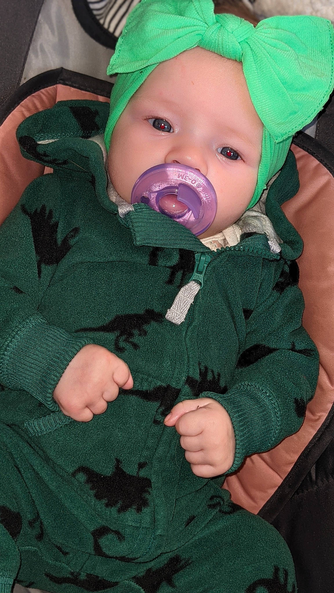 Paislynn joined the competition — help win amazing prizes! baby, baby_products, baby_safety, baby_toddler_clothing, cap, cheek, child, comfort, eye, eyelash, face, grass, green, head, headwear, human_body, iris, linens, person, skin