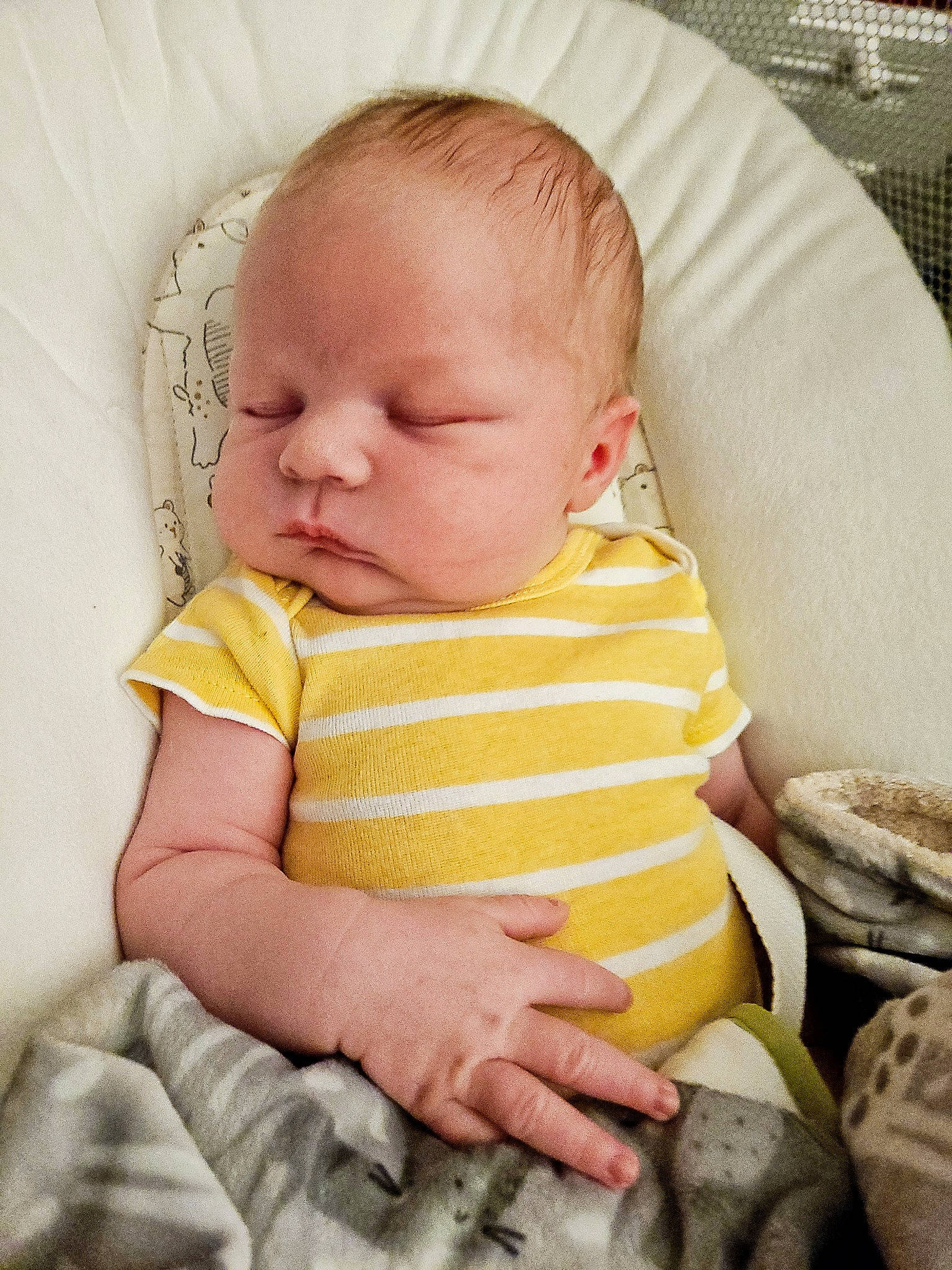 Brylon joined the competition — help win amazing prizes! baby, baby_sleeping, baby_toddler_clothing, cheek, child, chin, comfort, eye, face, facial_expression, finger, hairstyle, head, iris, nose, person, product, sitting, skin, sleeve