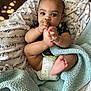 baby, infant, foot, hand, blanket, diaper, cute, face, eyes, soft, cozy, indoor, child, person, toddler, skin, comfort, wearing, holding, cuddly
