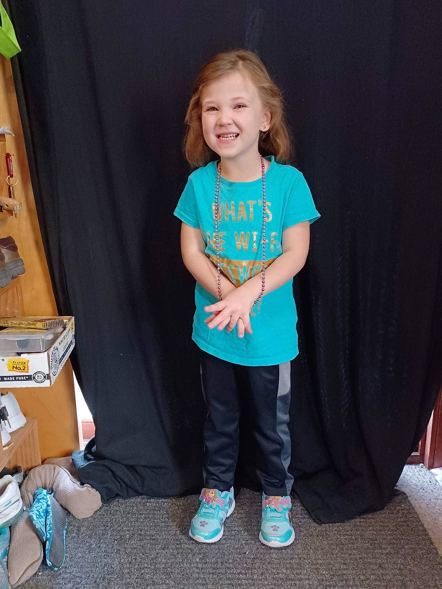 Freya joined the competition — help win amazing prizes! box, electric_blue, event, fun, happy, human_body, human_leg, joint, joy, knee, leisure, magenta, person, shipping_box, shoulder, sleeve, smile, sportswear, t_shirt, thigh