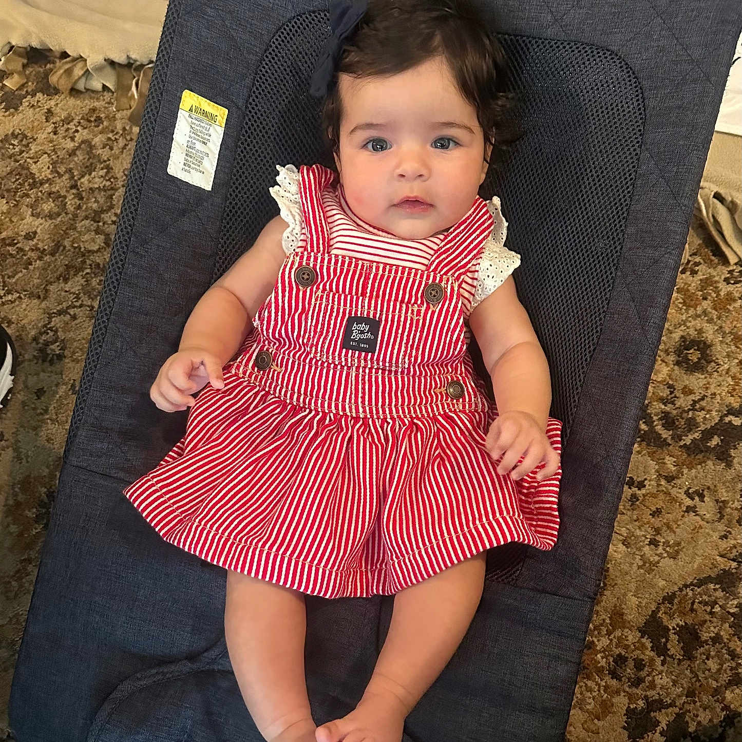 Maizey Jean joined the competition — help win amazing prizes! baby, blackhair, chair, clothing, couch, cushion, dress, face, furniture, hair, head, homedecor, jeans, pants, person, photography, portrait, sitting, sleeve, standing