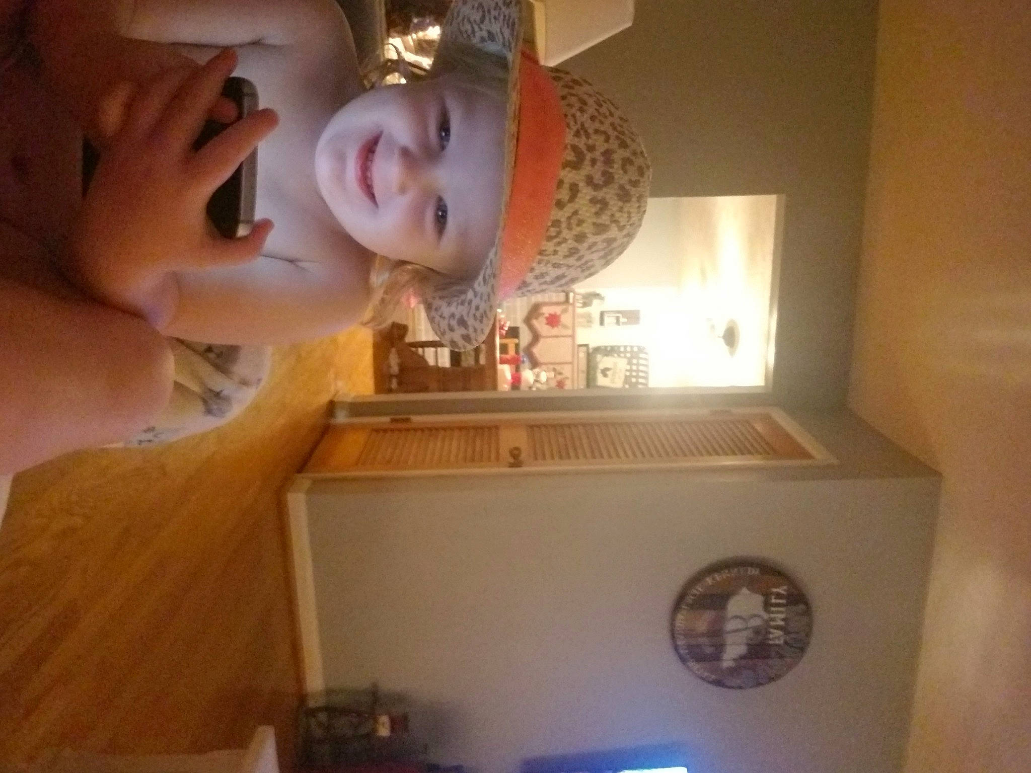 Kennedy joined the competition — help win amazing prizes! baby, child, ear, fun, glasses, happy, hat, headwear, joy, light, lighting, lighting_accessory, nail, office_equipment, orange, person, product, room, smile, thumb