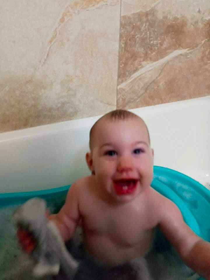 Emerson joined the competition — help win amazing prizes! baby, baby_bathing, bathing, bathroom, bathtub, chest, child, fluid, fun, happy, leisure, person, plumbing, recreation, room, skin, smile, thumb, toddler, water