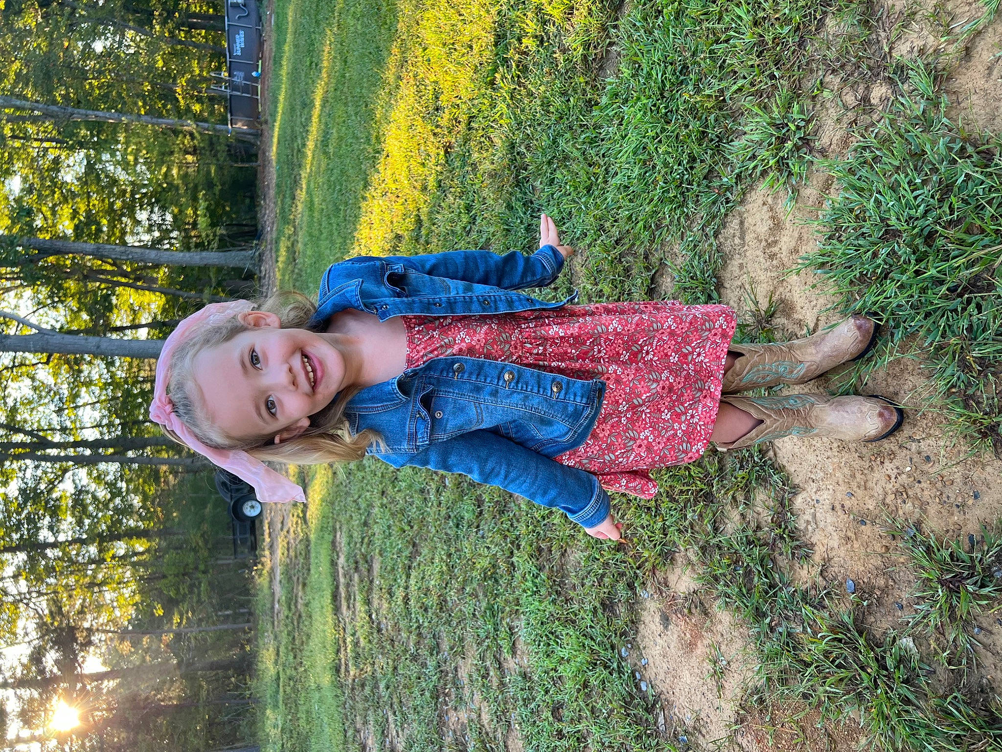 Macy joined the competition — help win amazing prizes! child, denim, electric_blue, fun, garden, grass, happy, joy, landscape, leisure, people_in_nature, person, plant, portrait_photography, sitting, smile, soil, tints_and_shades, toddler, tree