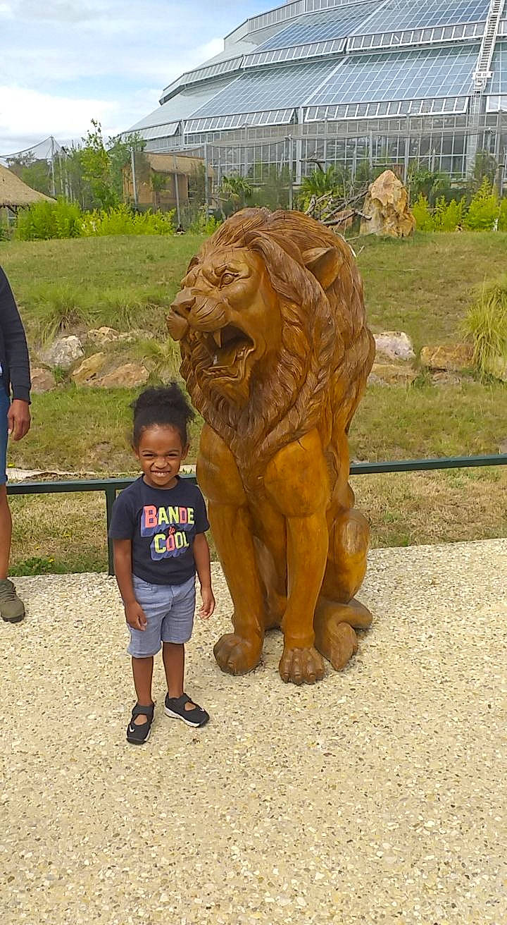 Mickaël a rejoint le concours — aidez-le/la à gagner de superbes lots ! art, chainsaw_carving, fawn, fun, joy, leisure, nonbuilding_structure, organism, person, sculpture, smile, tourism, tree, vacation, wildlife, zoo