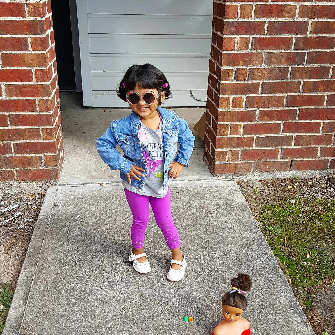 Ava Grace joined the competition — help win amazing prizes! child, day, fun, girl, house, jeans, joy, pattern, person, pink, play, public_space, recreation, road, sidewalk, snapshot, street, toddler, trousers, vacation