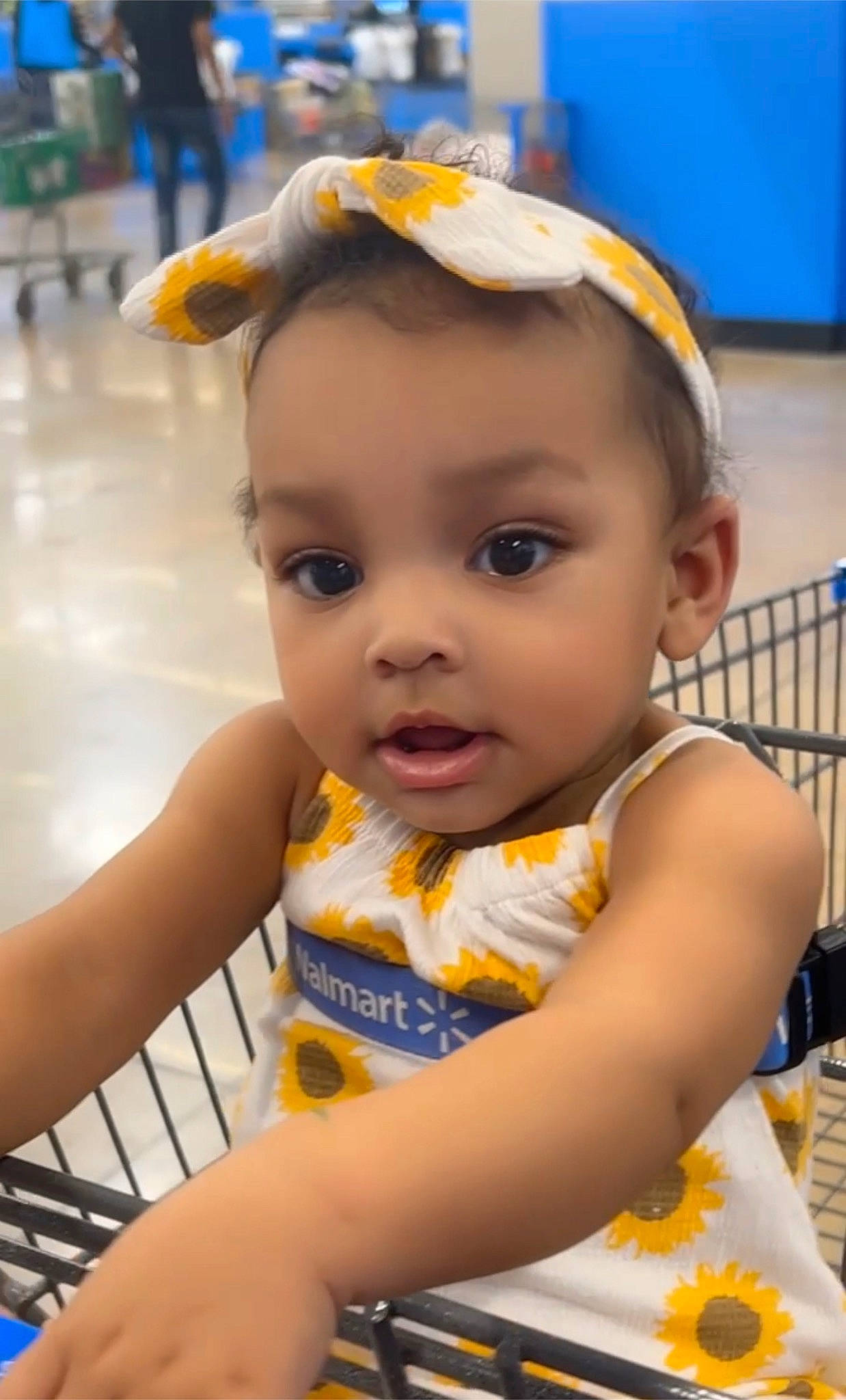 Jaylee is registered to the contest to win money with this photo: baby, baby_toddler_clothing, blue, chair, cheek, child, chin, fashion_accessory, fun, hairstyle, happy, iris, leisure, nose, person, photograph, skin, snapshot, toddler, white