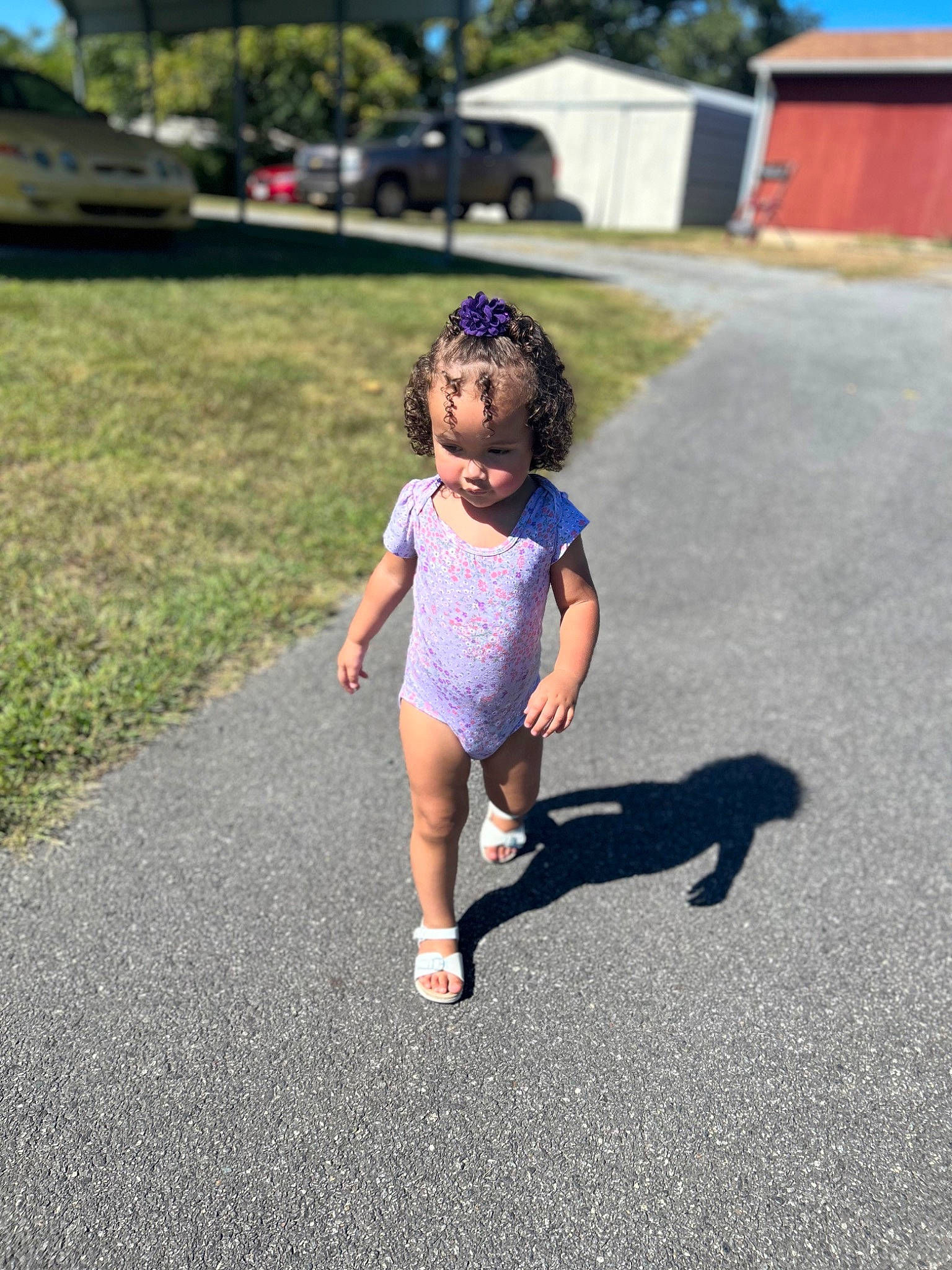 Beatrice joined the competition — help win amazing prizes! asphalt, baby, child, electric_blue, fun, grass, happy, human_leg, leg, leisure, person, plant, recreation, road, road_surface, shadow, shorts, sky, toddler, tree
