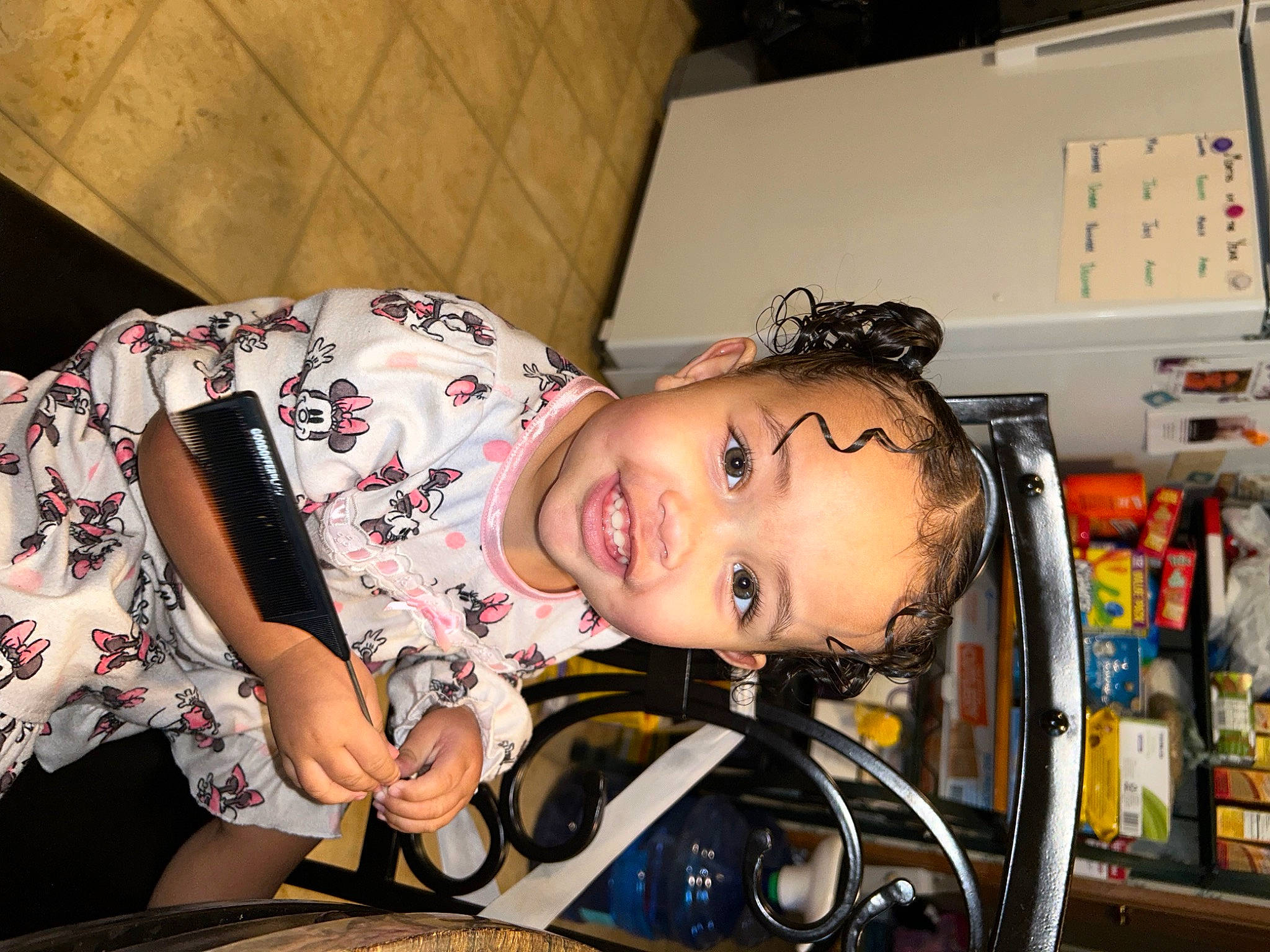 Beatrice joined the competition — help win amazing prizes! audio_equipment, baby_products, black_hair, chair, child, costume, drawer, eyelash, fun, joy, person, refrigerator, room, shelf, sitting, toddler