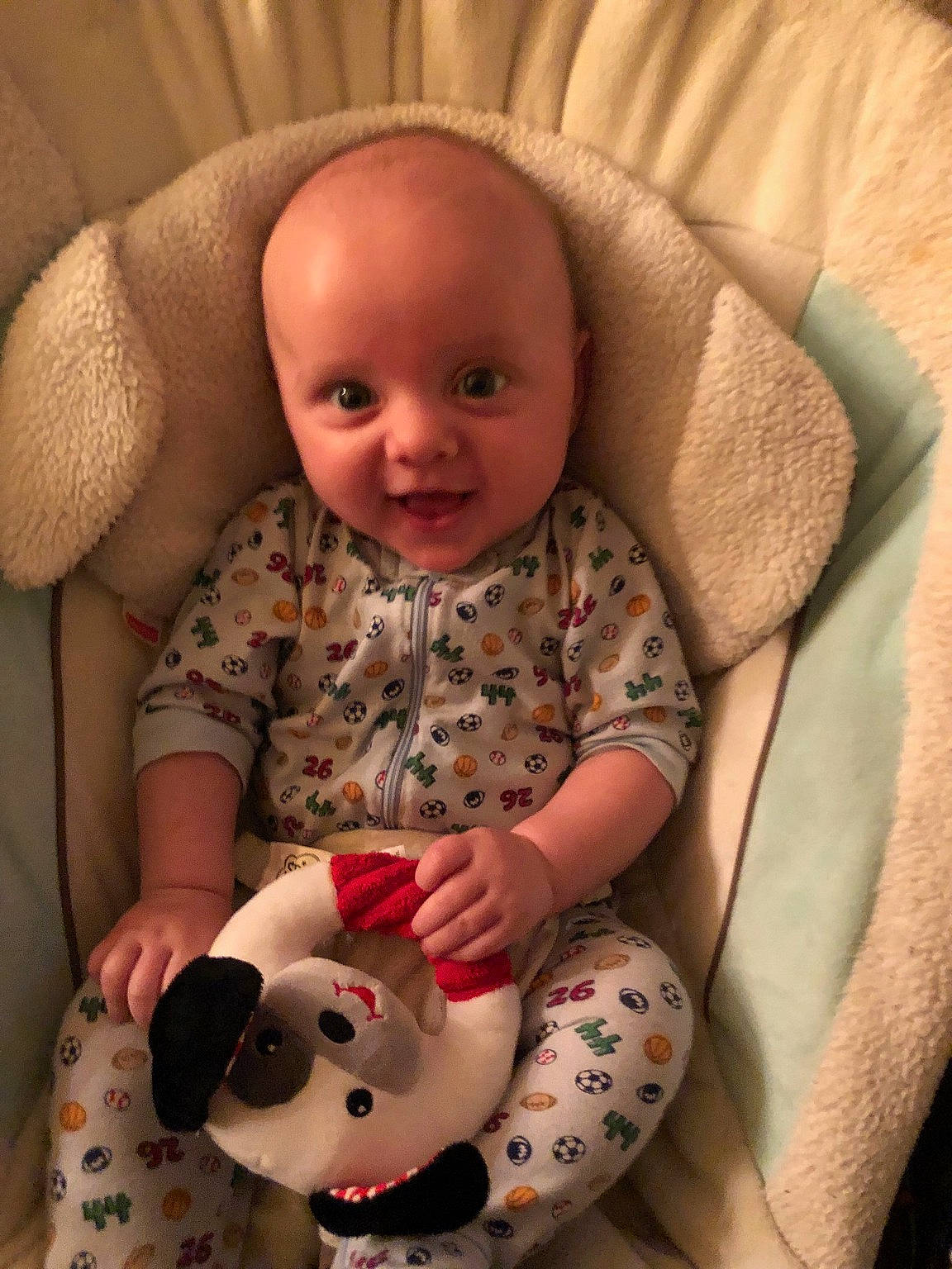 Klayton joined the competition — help win amazing prizes! cheek, child, ear, eye, head, infant, iris, mouth, person, play, product, skin, smile, stuffed_toy, teddy_bear, textile, toddler, toy