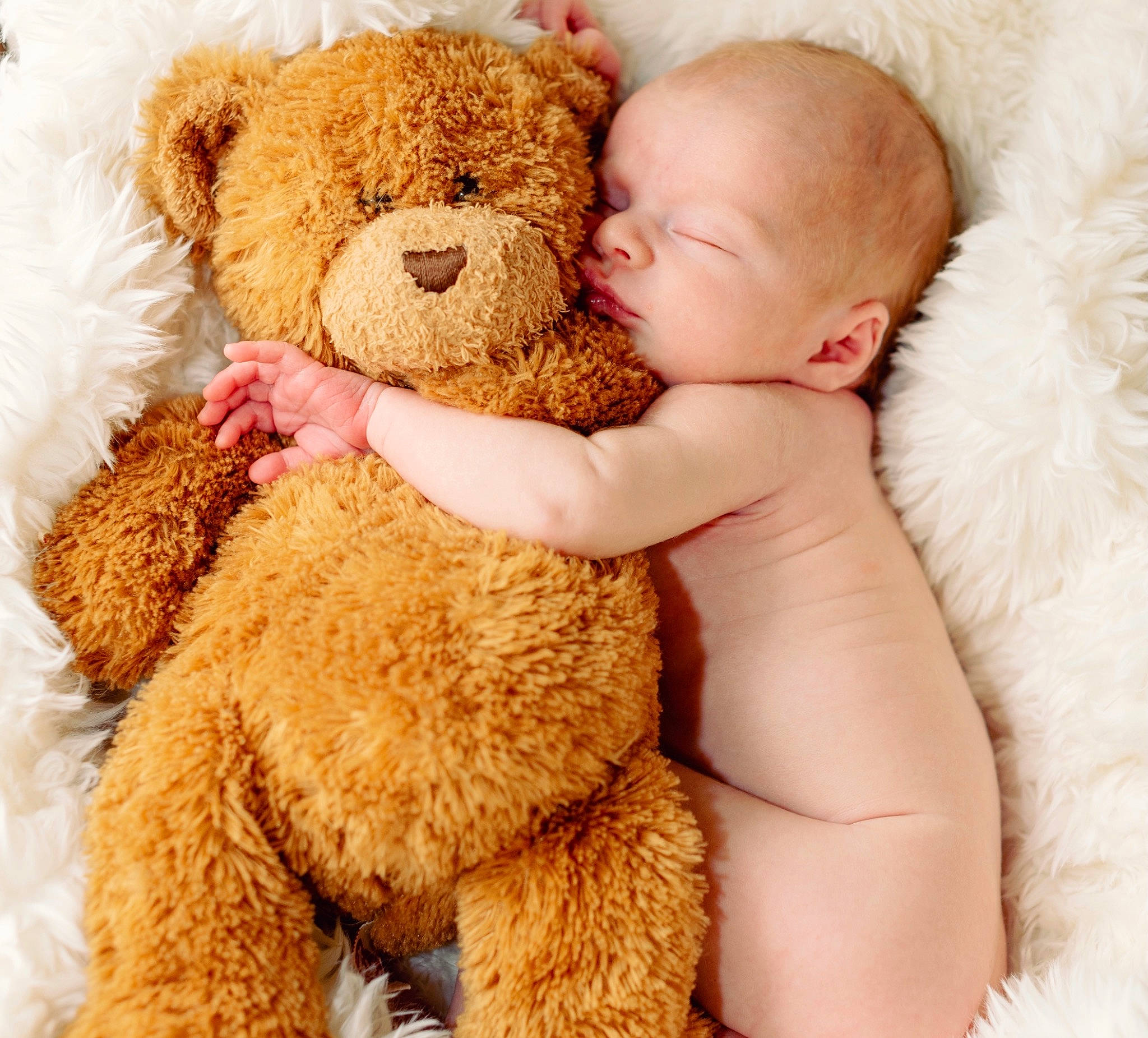 Bowen is registered to the contest to win money with this photo: abdomen, baby, baby_sleeping, baby_toddler_clothing, comfort, fur, gesture, happy, mammal, nose, person, pink, skin, stuffed_toy, teddy_bear, textile, thigh, toddler, toy, vertebrate