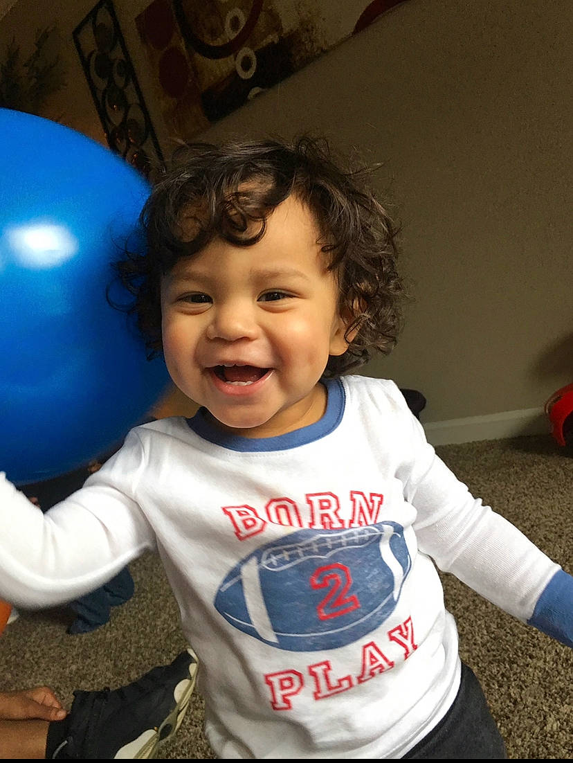 Zaidyn joined the competition — help win amazing prizes! arm, baby, baby_laughing, baby_toddler_clothing, balloon, cheek, child, cool, happy, inflatable, iris, laugh, long_sleeved_t_shirt, mouth, party_supply, person, play, sleeve, smile, toddler