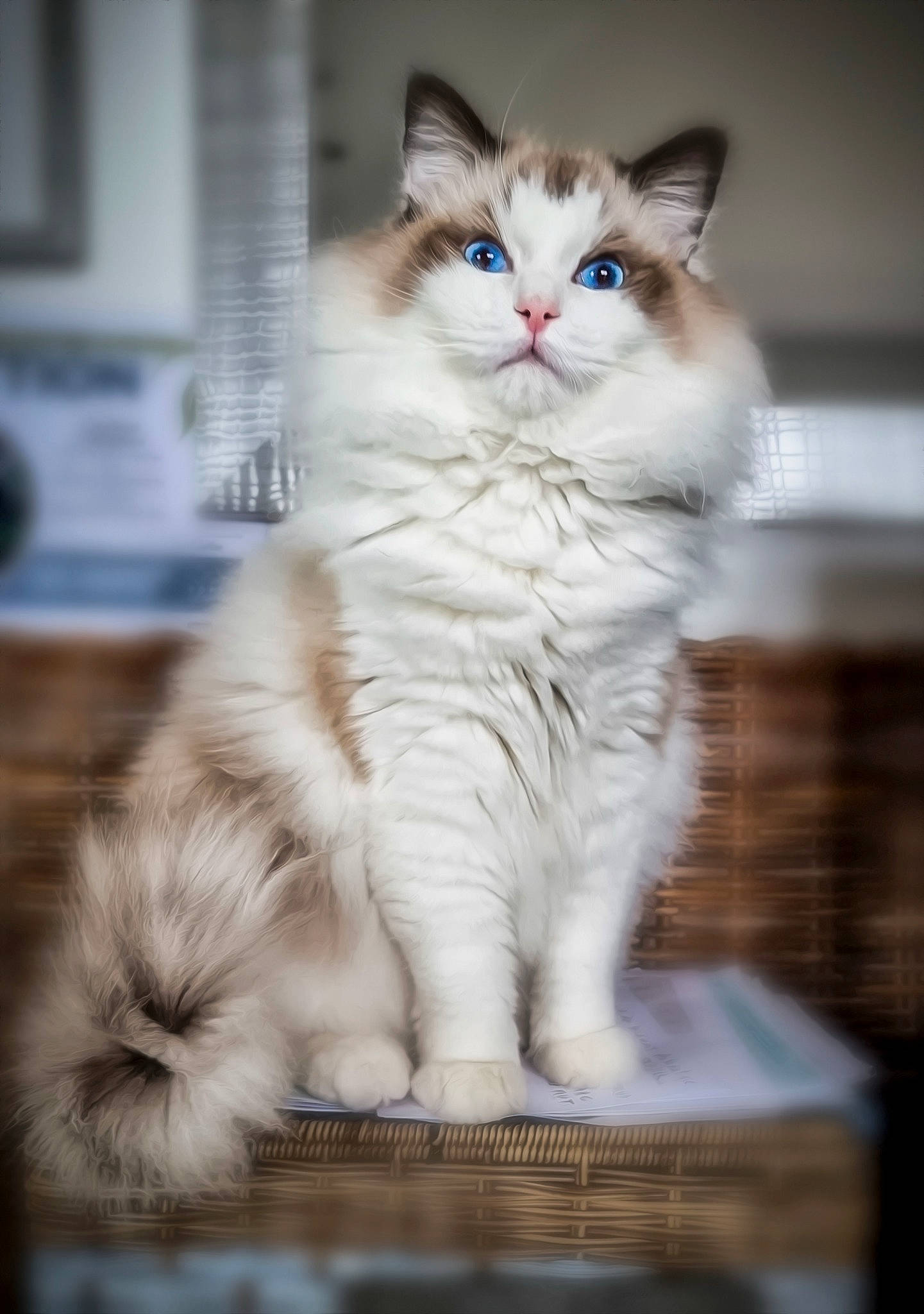 Teddy a rejoint le concours — aidez-le/la à gagner de superbes lots ! british_longhair, carnivore, cat, claw, domestic_short_haired_cat, electric_blue, felidae, fur, paw, ragdoll, sitting, small_to_medium_sized_cats, snout, tail, whiskers, wood