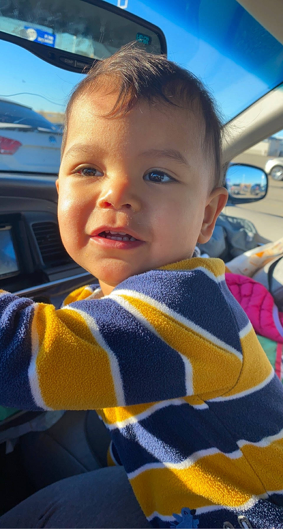 Josiah joined the competition — help win amazing prizes! auto_part, automotive_exterior, automotive_lighting, baby, baby_toddler_clothing, car_seat, child, electric_blue, family_car, fun, hairstyle, happy, motor_vehicle, nose, person, skin, smile, toddler, travel, vehicle_door