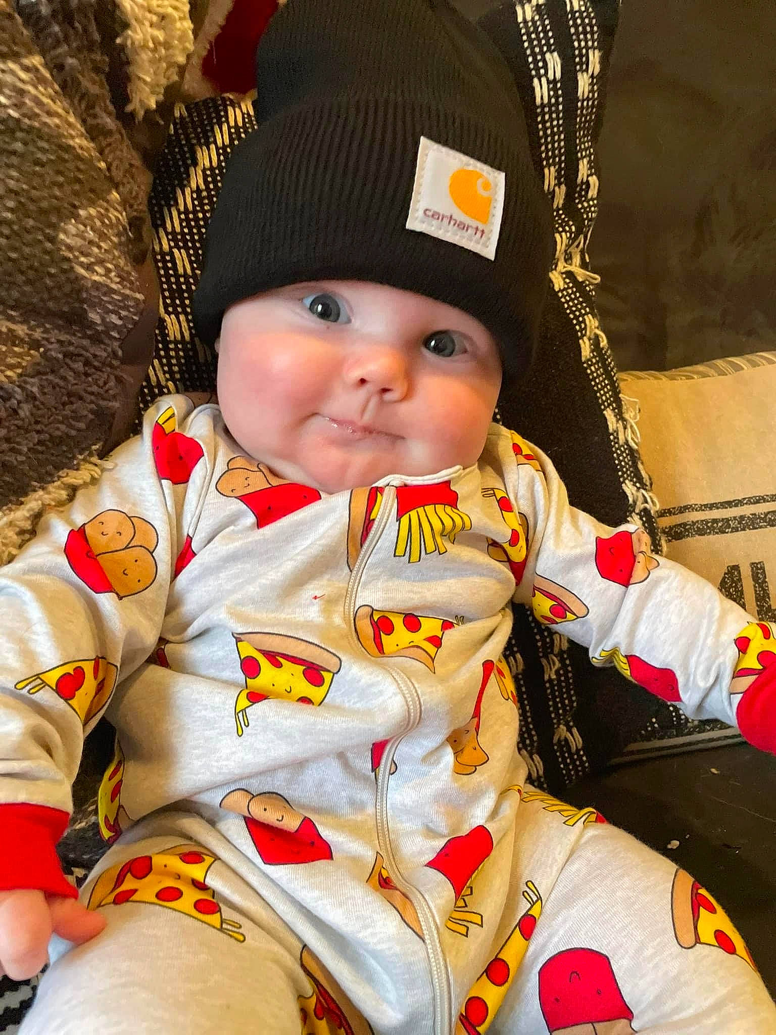 Cameron joined the competition — help win amazing prizes! arm, baby_toddler_clothing, cap, child, chin, eye, facial_expression, hand, happy, hat, headwear, human_body, outerwear, person, skin, sleeve, smile, textile, thigh, toddler