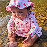 Brylee joined the competition — help win amazing prizes! toddler, child, water, river, sunhat, cherry_pattern, outdoor, nature, summer, play, barefoot, ripples, pebbles, sunlight, cute, exploring, sitting, clothing, reflection, happy