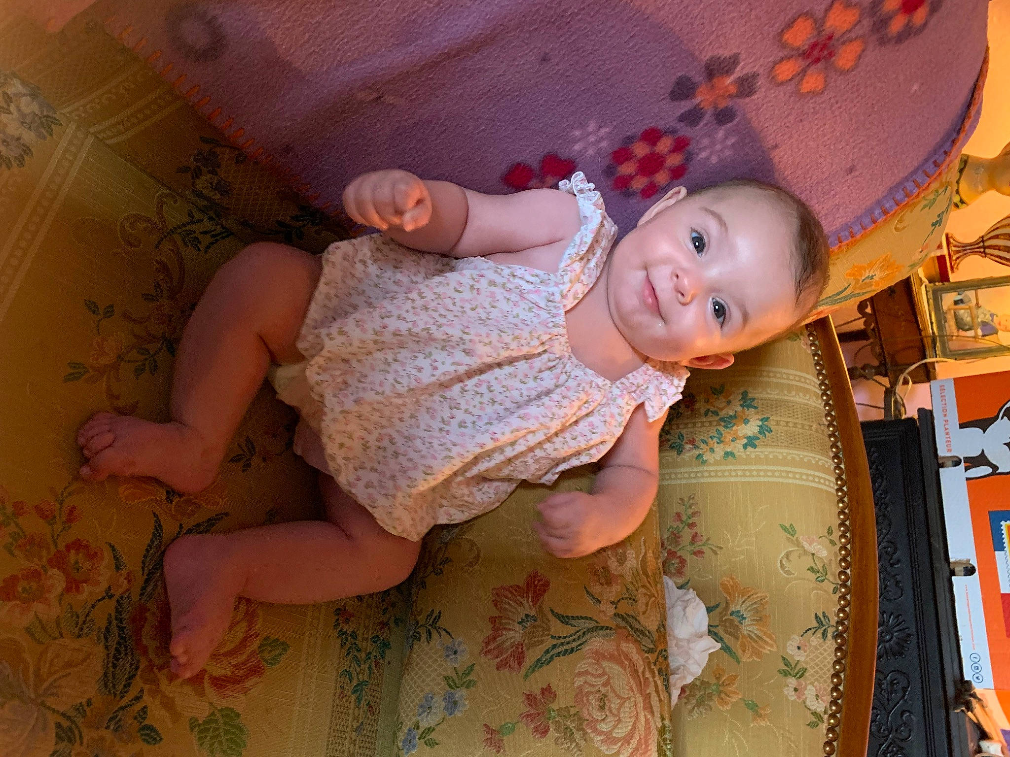 Milena participe au concours pour gagner de l'argent avec cette photo : baby, baby_products, baby_toddler_clothing, cheek, child, doll, dress, fawn, happy, iris, joy, linens, pattern, peach, person, pink, room, skin, sleeve, toddler