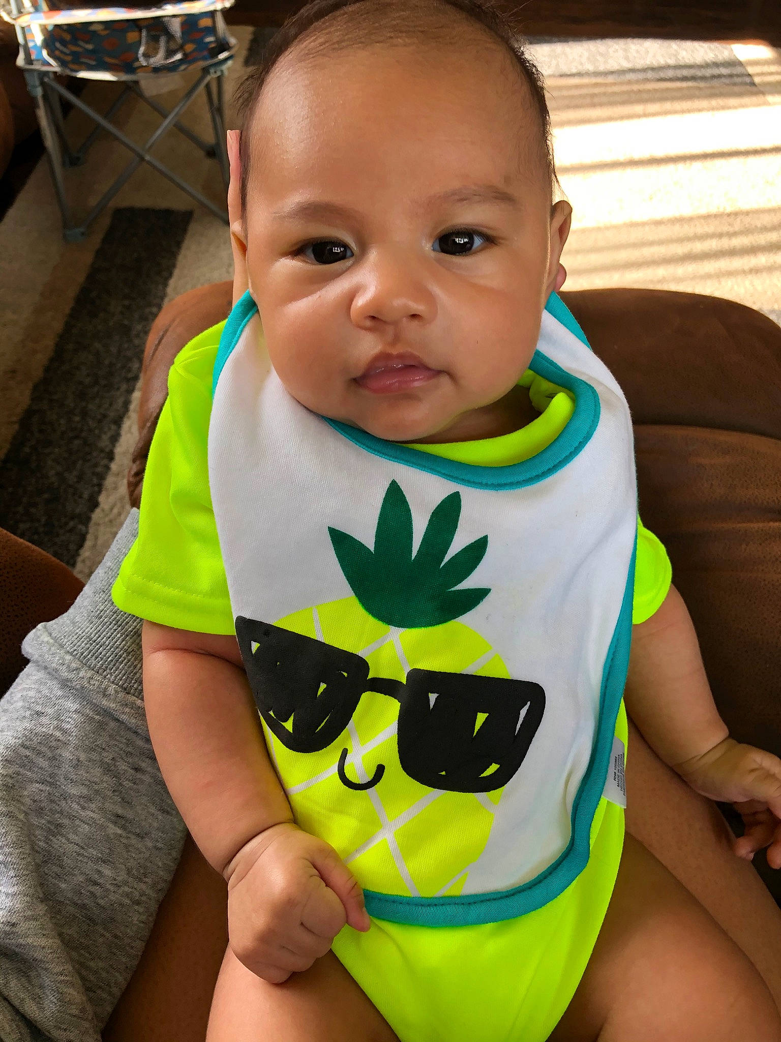 Zoryan joined the competition — help win amazing prizes! baby, baby_products, baby_toddler_clothing, bib, child, clothing, cool, face, green, head, neck, person, play, smile, toddler