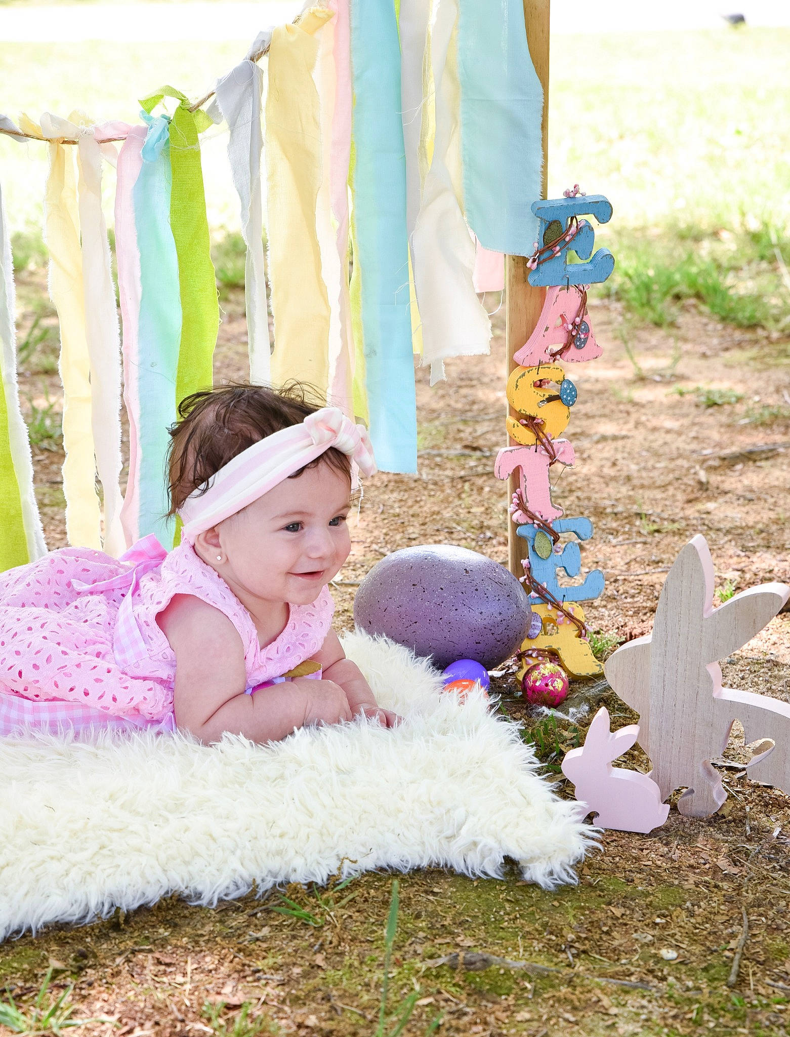 Kennedy Grace joined the competition — help win amazing prizes! child, costume, dress, ear, fawn, grass, happy, person, photograph, photography, pink, plant, sitting, smile, toddler