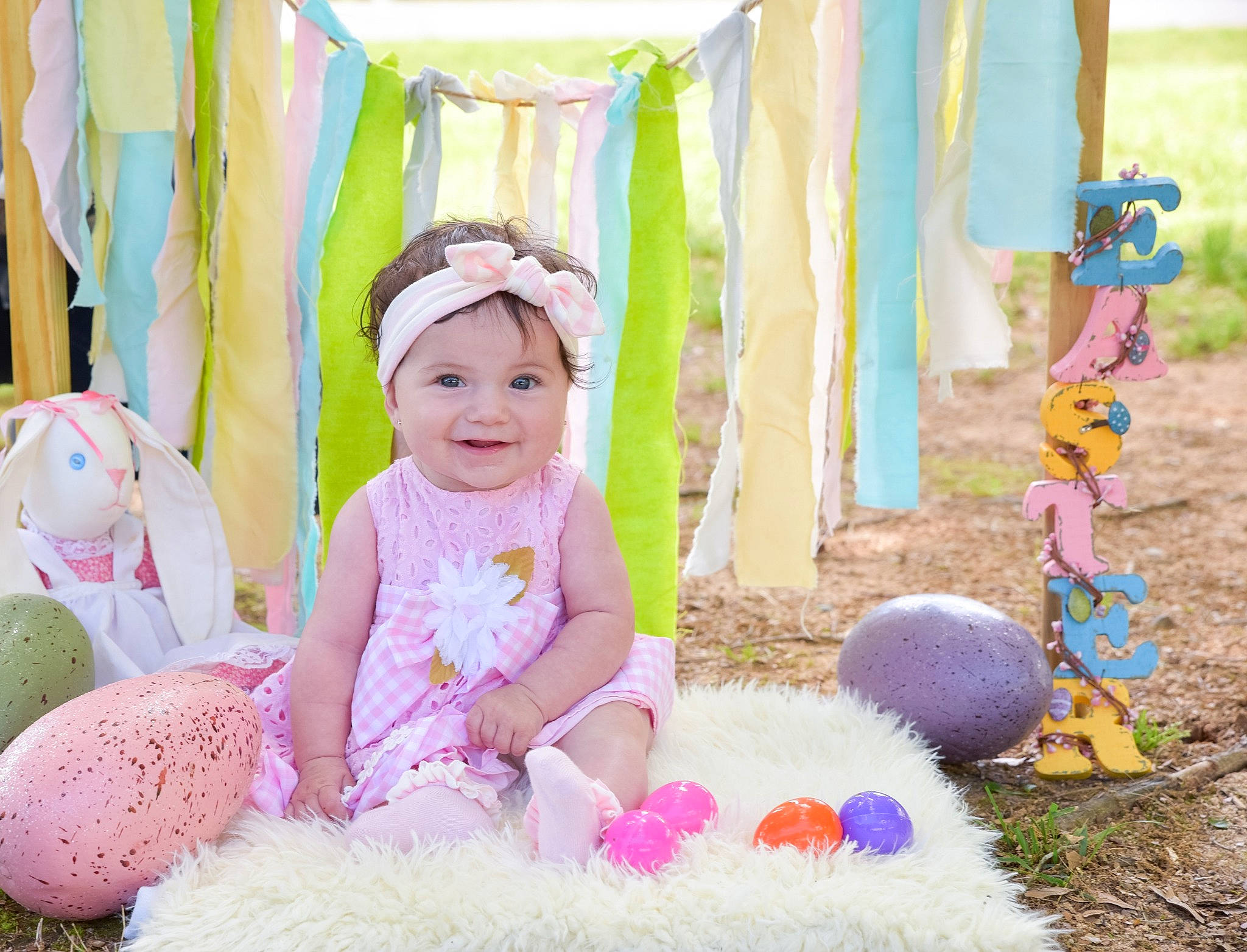 Kennedy Grace joined the competition — help win amazing prizes! baby, baby_toddler_clothing, child, easter, family, fun, happy, holiday, joy, party, people, person, photograph, photography, pink, play, playing_with_kids, room, sitting, smile