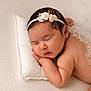baby, babywear, blanket, child, closeup, cute, flower, headband, indoors, infant, lace, newborn, peaceful, pillow, portrait, resting, skin, sleep, sleeping, soft