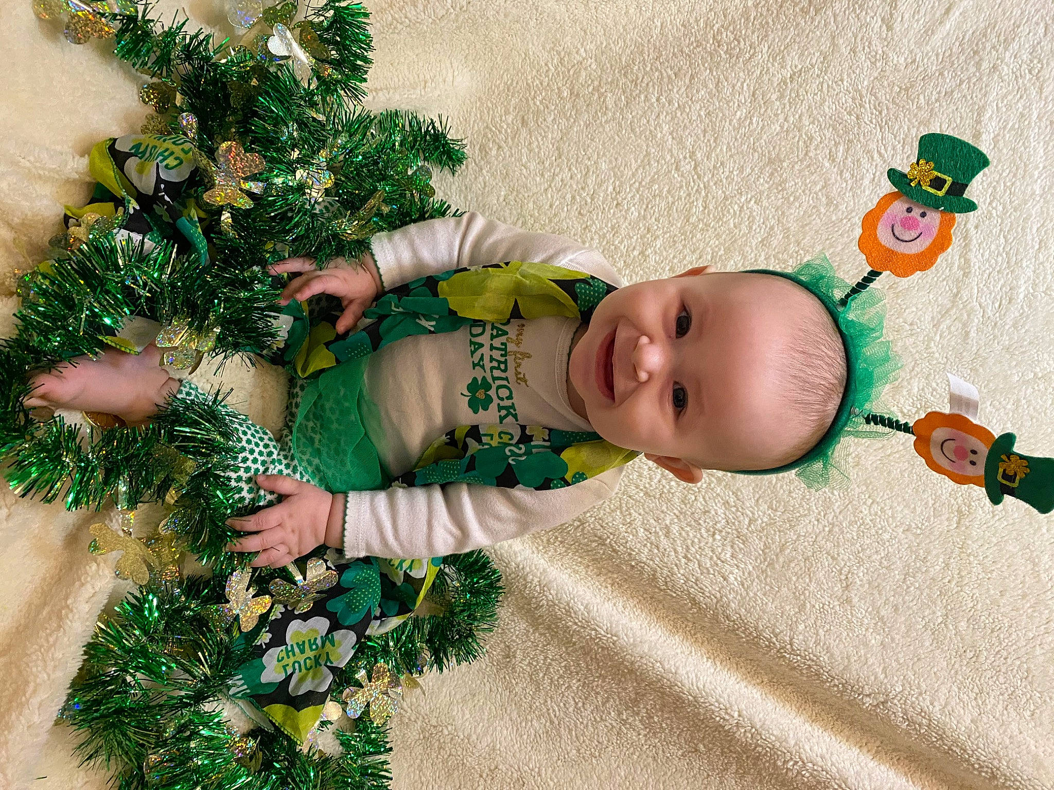 Harper joined the competition — help win amazing prizes! baby, baby_toddler_clothing, child, christmas_ornament, conifer, costume_hat, event, evergreen, grass, green, happy, hat, holiday, joy, pattern, people_in_nature, person, plant, smile, toddler