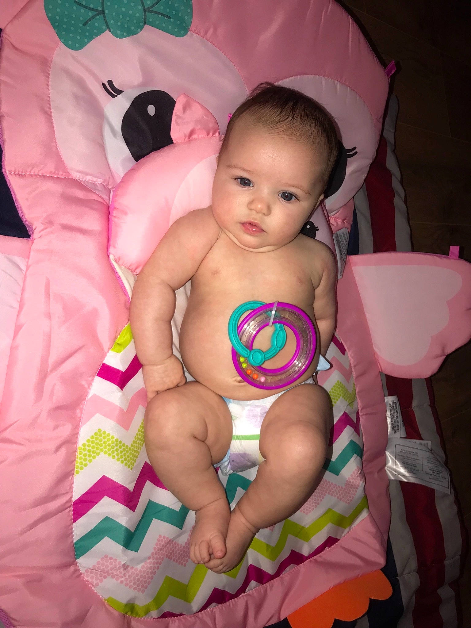 Arayah joined the competition — help win amazing prizes! baby, baby_toddler_clothing, child, diaper, eye, iris, person, pink, product, sitting, skin, toddler