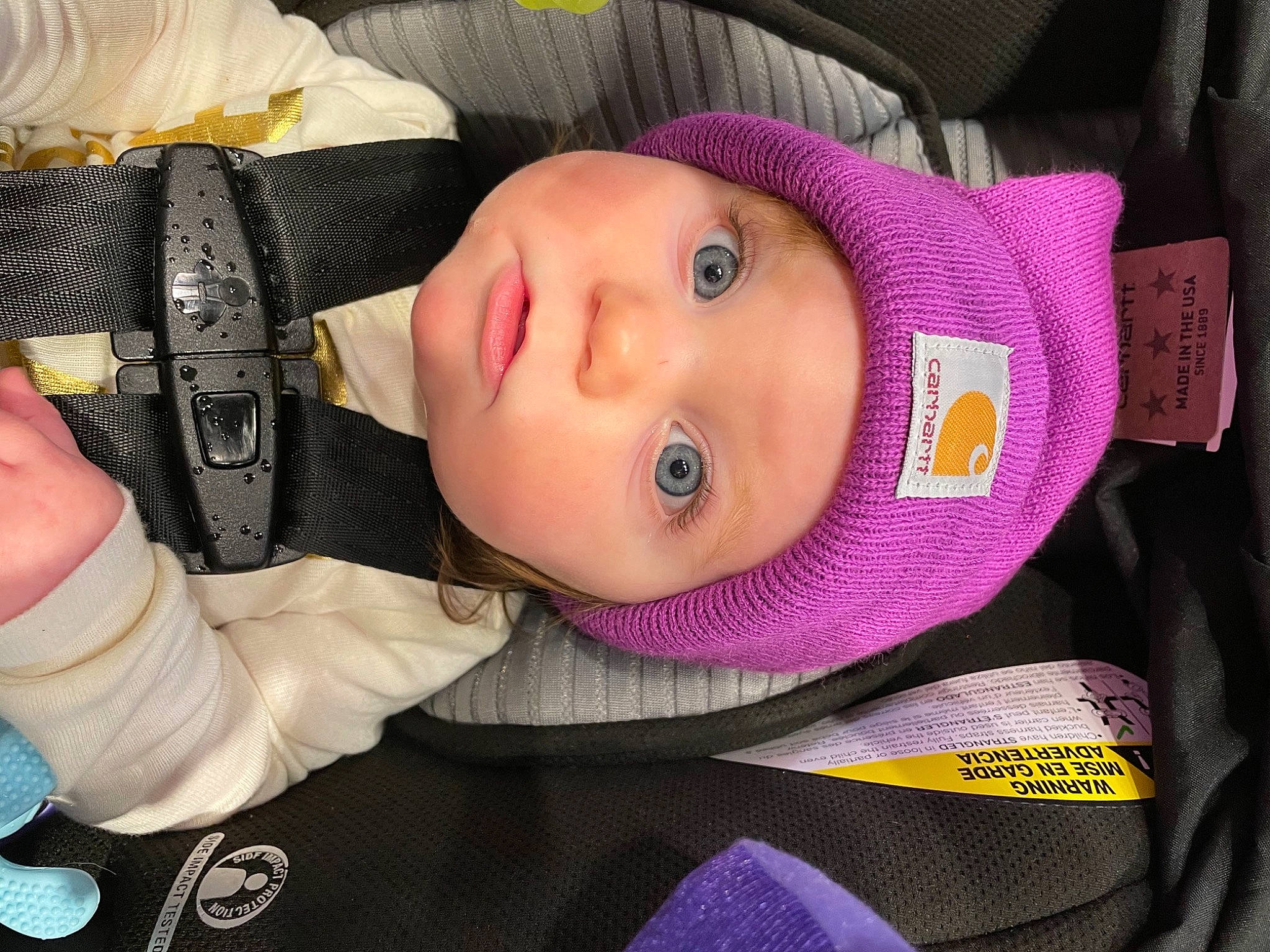 Georgia joined the competition — help win amazing prizes! baby, baby_carriage, baby_products, baby_toddler_clothing, car_seat, cheek, chin, comfort, cool, eye, eyebrow, eyelash, headwear, iris, jacket, lip, mouth, nose, person, purple