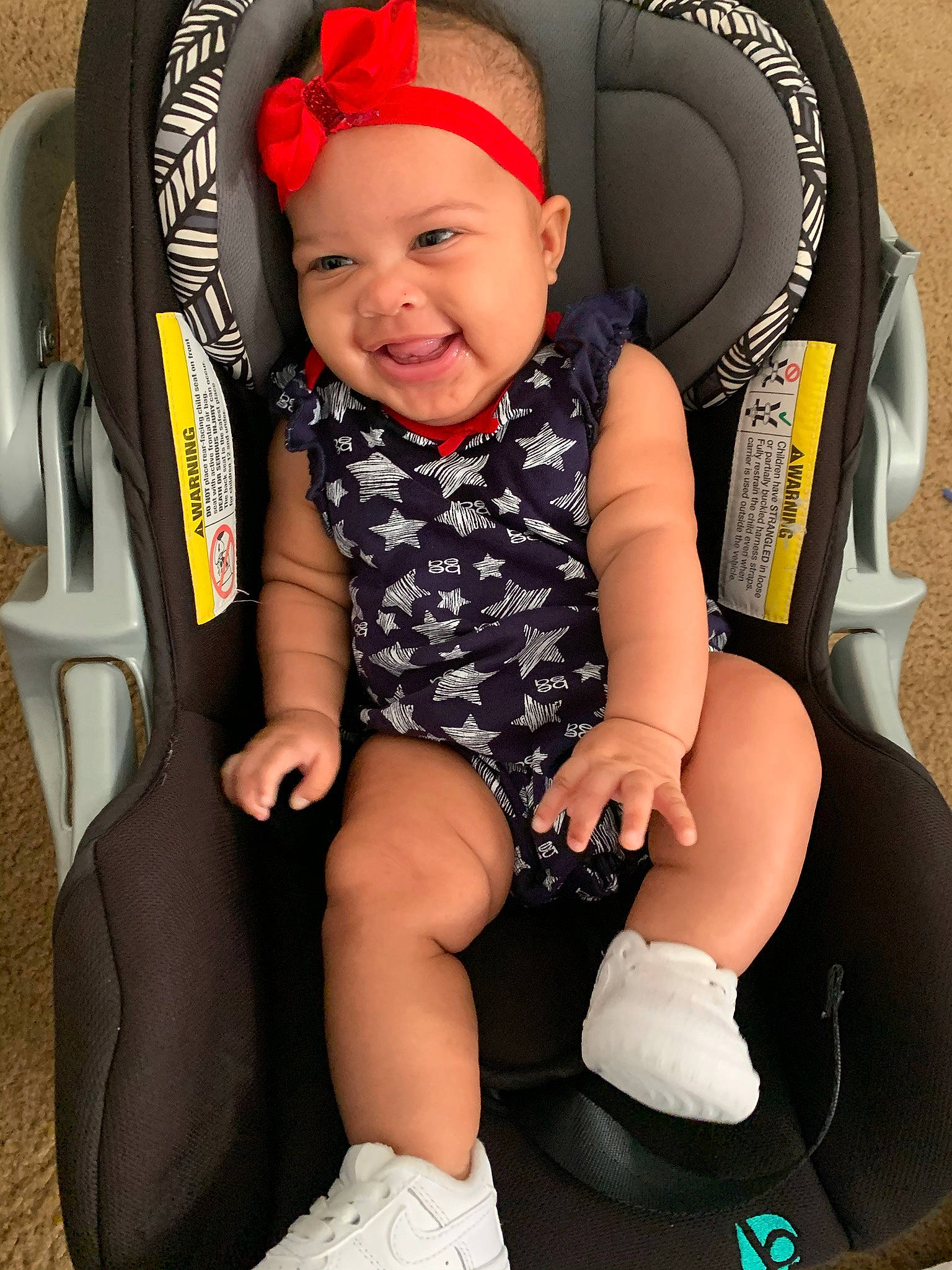 Denver is registered to the contest to win money with this photo: auto_part, baby, baby_carriage, baby_in_car_seat, baby_products, car_seat, car_seat_cover, child, comfort, headwear, joy, person, product, toddler